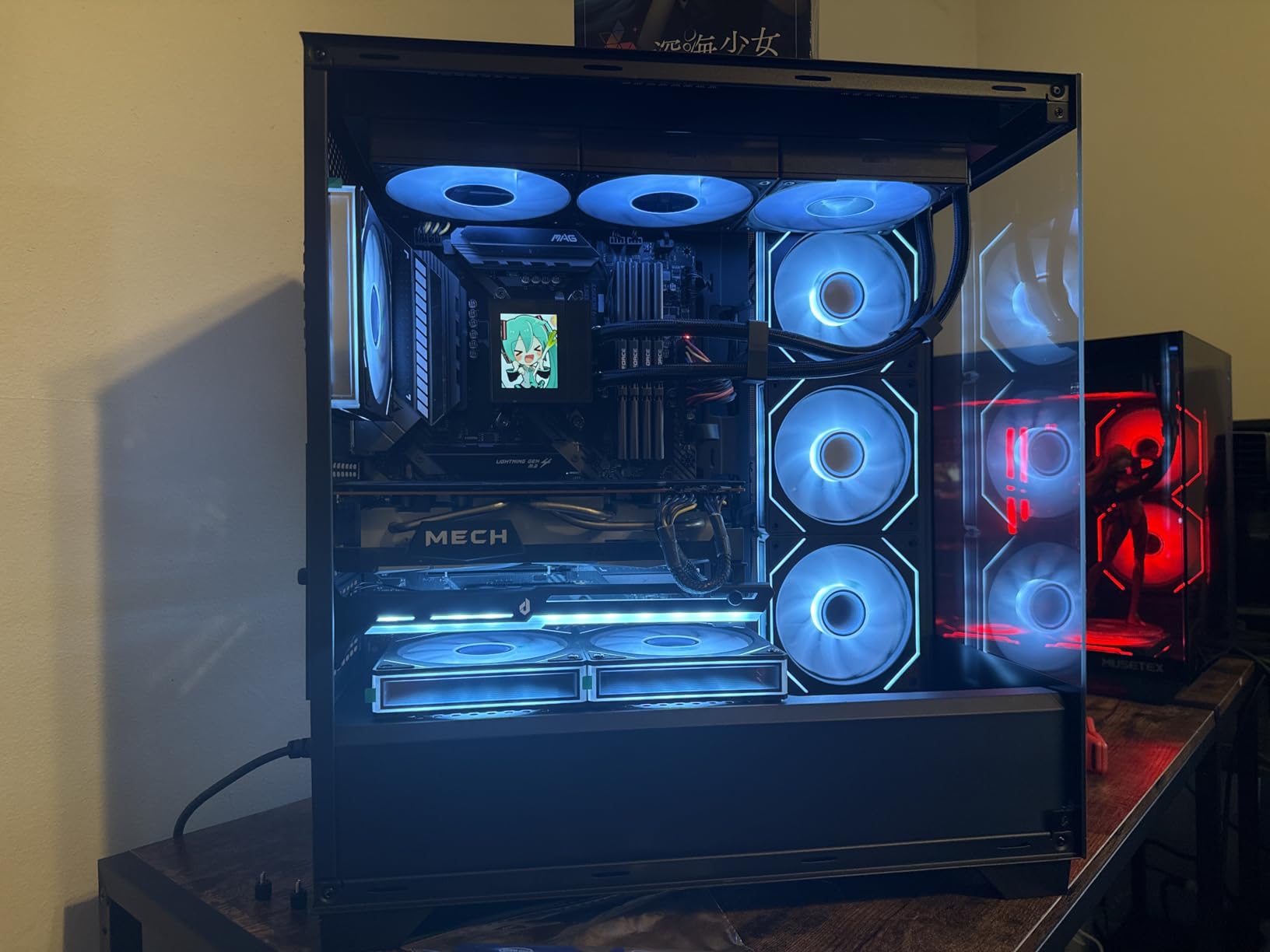 KEDIERS Gaming PC Case - Dual Chamber ATX Desktop Chassis - 8 PWM ARGB Fans Included - Panoramic Glass Panels - Cable Management - 420MM RAD Support - Snow White customer photo 2