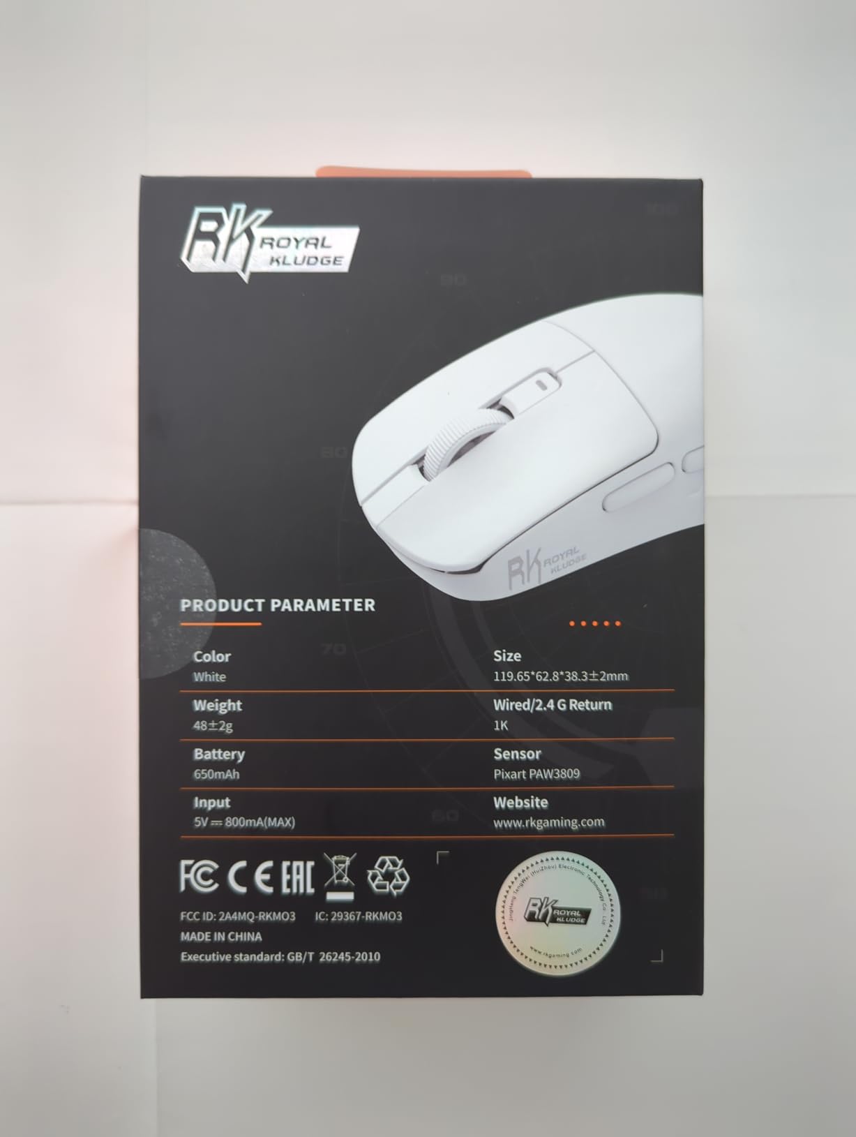 RK ROYAL KLUDGE MO3 Wireless Gaming Mouse, 48g Lightweight PC Mice, White | Bluetooth/2.4G/USB Rechargeable Computer Mouse, Silent Clicks, 5 Programmable Buttons, 6000 DPI, Online Software for Win/Mac customer photo 1