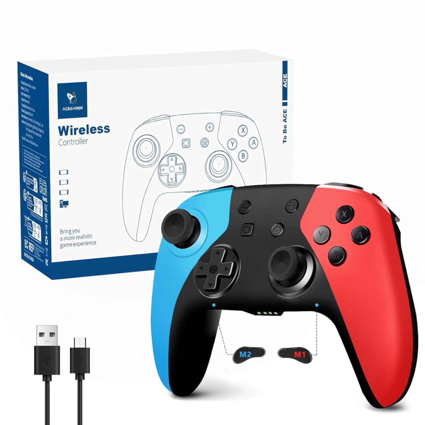 AceGamer Wireless Pro Controller for Nintendo Switch 2/Switch/Lite/OLED/Windows PC, Bluetooth Controller with Hall Effect Joysticks, Wake-up/Turbo/Dual Vibration/Macros/6-Axis Gyro/Screenshot customer photo 1