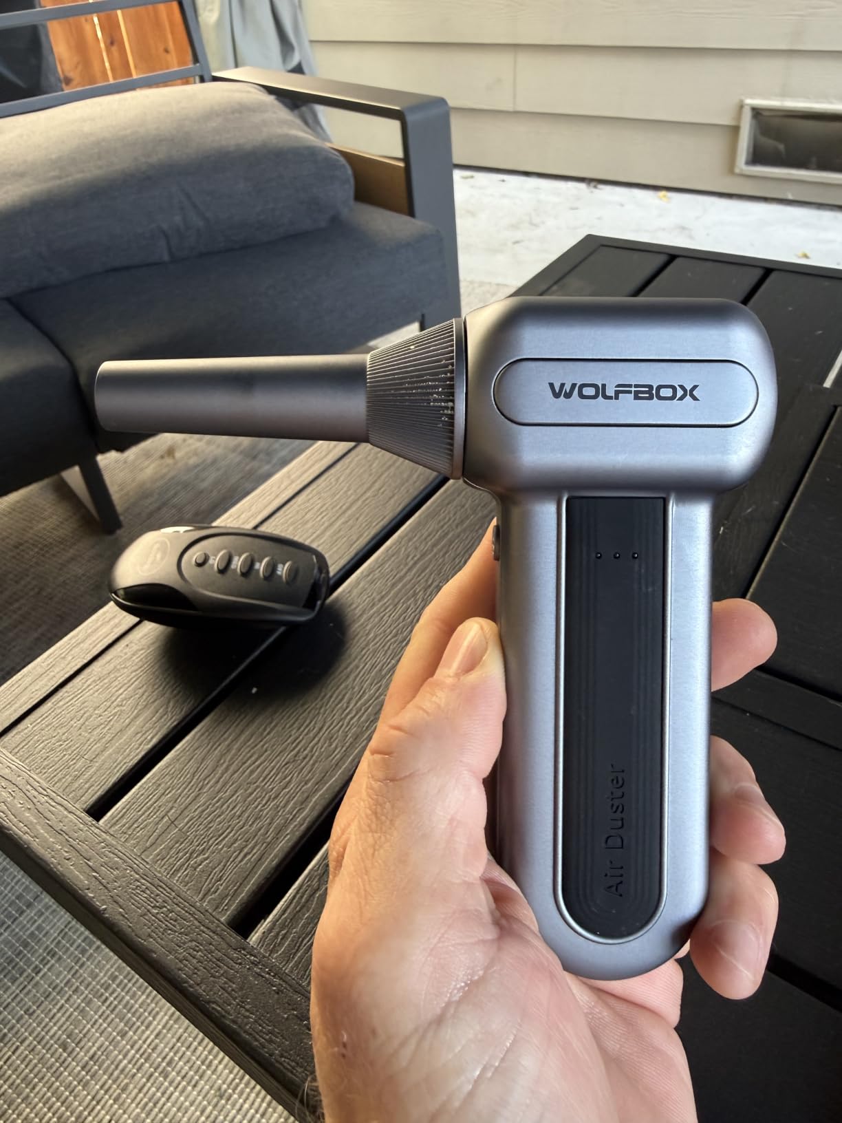 WOLFBOX MF70 Compressed Air Duster, 3-Speed Adjustable, Electric, Cordless | Extended Runtime, Electric, 3-Speed, Cordless, Fast Charging, PC Keyboard Cleaning, Car, Home, Gray, 0.5 lb Lightweight customer photo 1