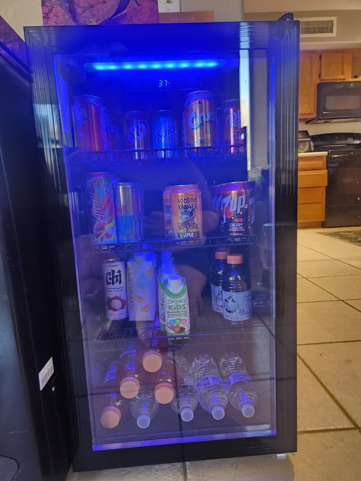 Tehanld Lighted Beverage Refrigerator, 68-Can Gaming Mini Fridge | RGB illuminated glass door, 1.8 cu.ft, 35-65°F digital control, quiet drink cooler for bedroom, game room, home bar customer photo 2