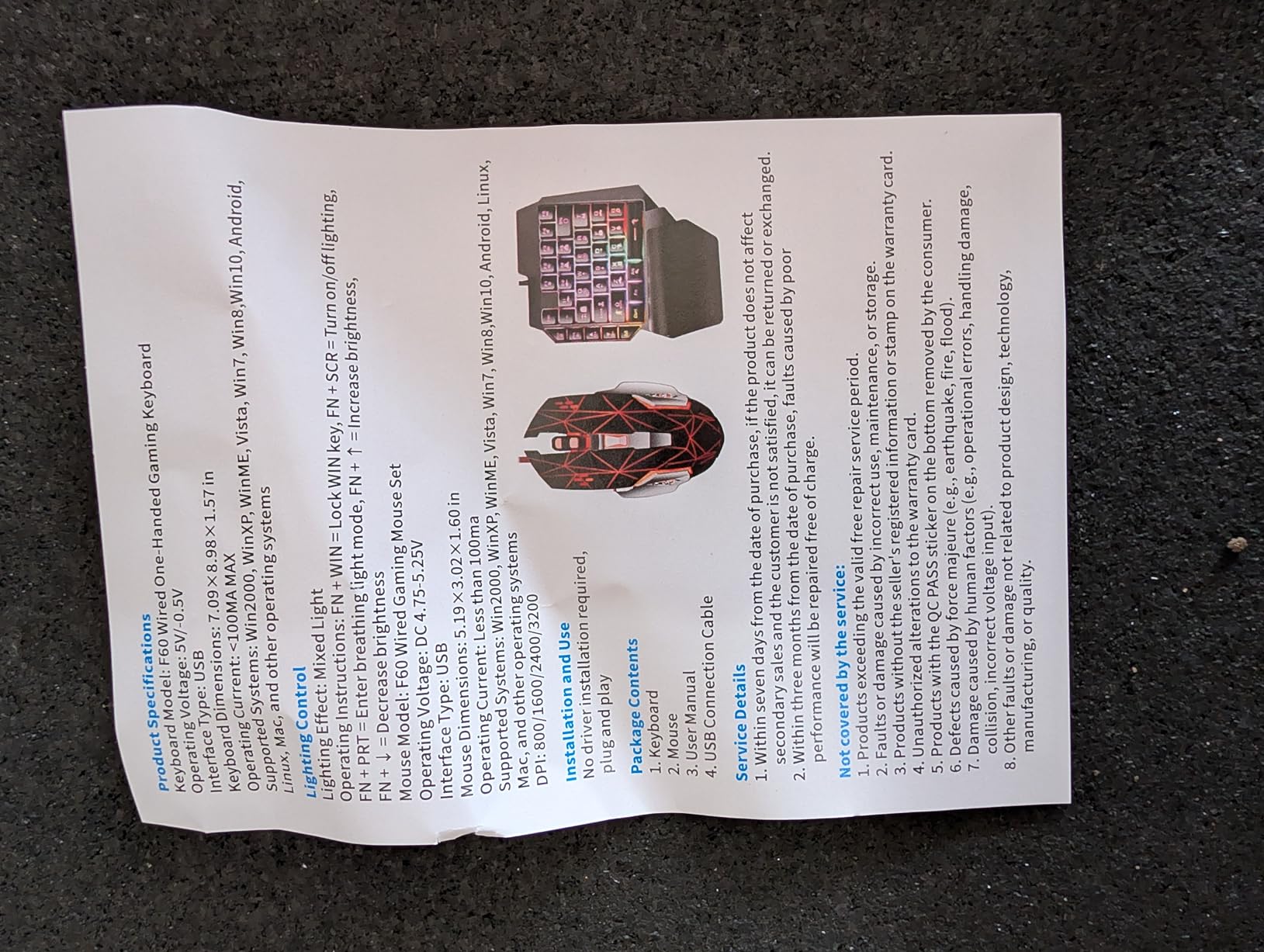 Guiheng Wired One Handed Gaming Keyboard and Mouse Combo with Rainbow LED Backlit 39 Keys Portable Mini Gaming Keypad customer photo 1