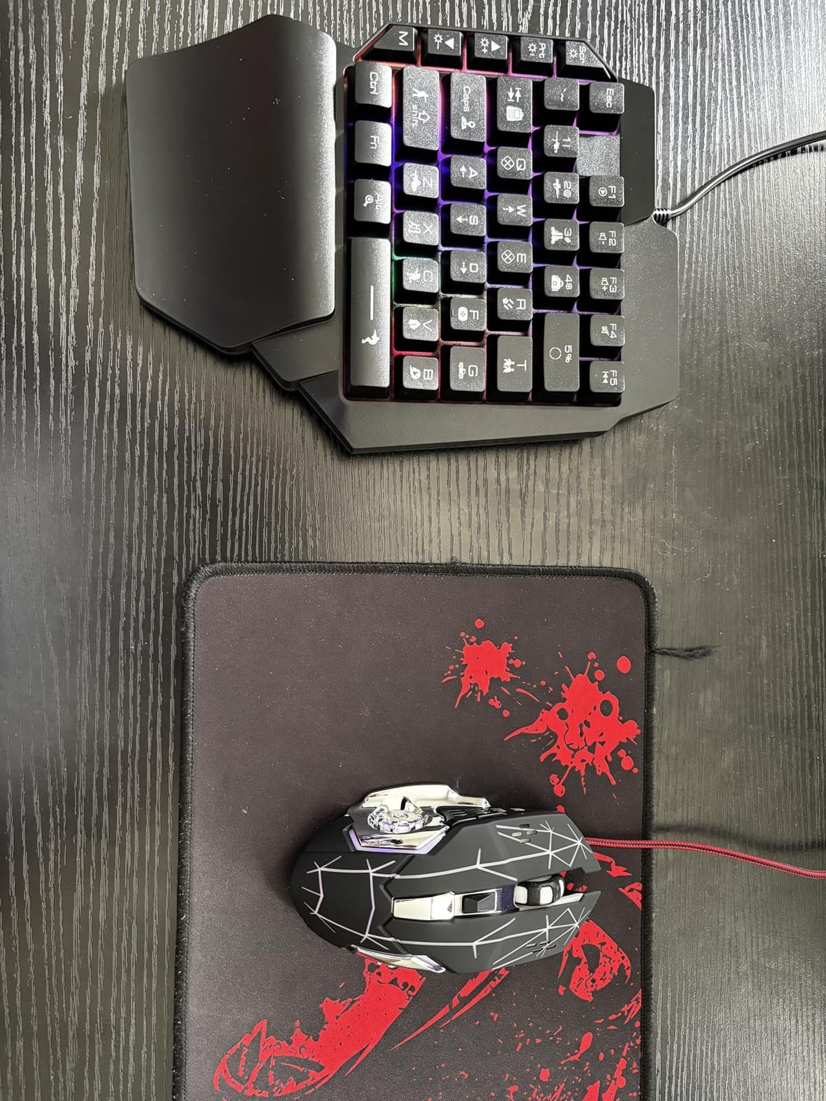 Guiheng Wired One Handed Gaming Keyboard and Mouse Combo with Rainbow LED Backlit 39 Keys Portable Mini Gaming Keypad customer photo 2