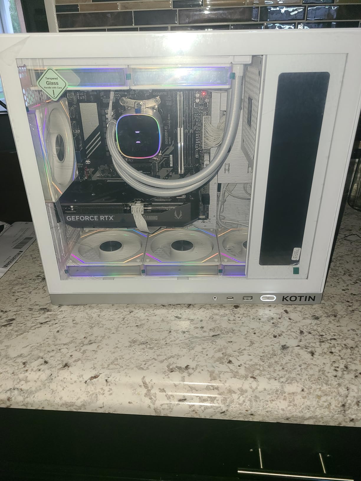KOTIN Prebuilt Gaming PC Ryzen 7 7800X3D 16GB DDR5 RTX 5060 Ti 8GB 1TB SSD | White Liquid Cooled Gaming Desktop, 9.16in Smart Display, 650W 80+ Gold PSU, WiFi 7, Windows 11, Assembled in USA, ARGB Tower customer photo 2