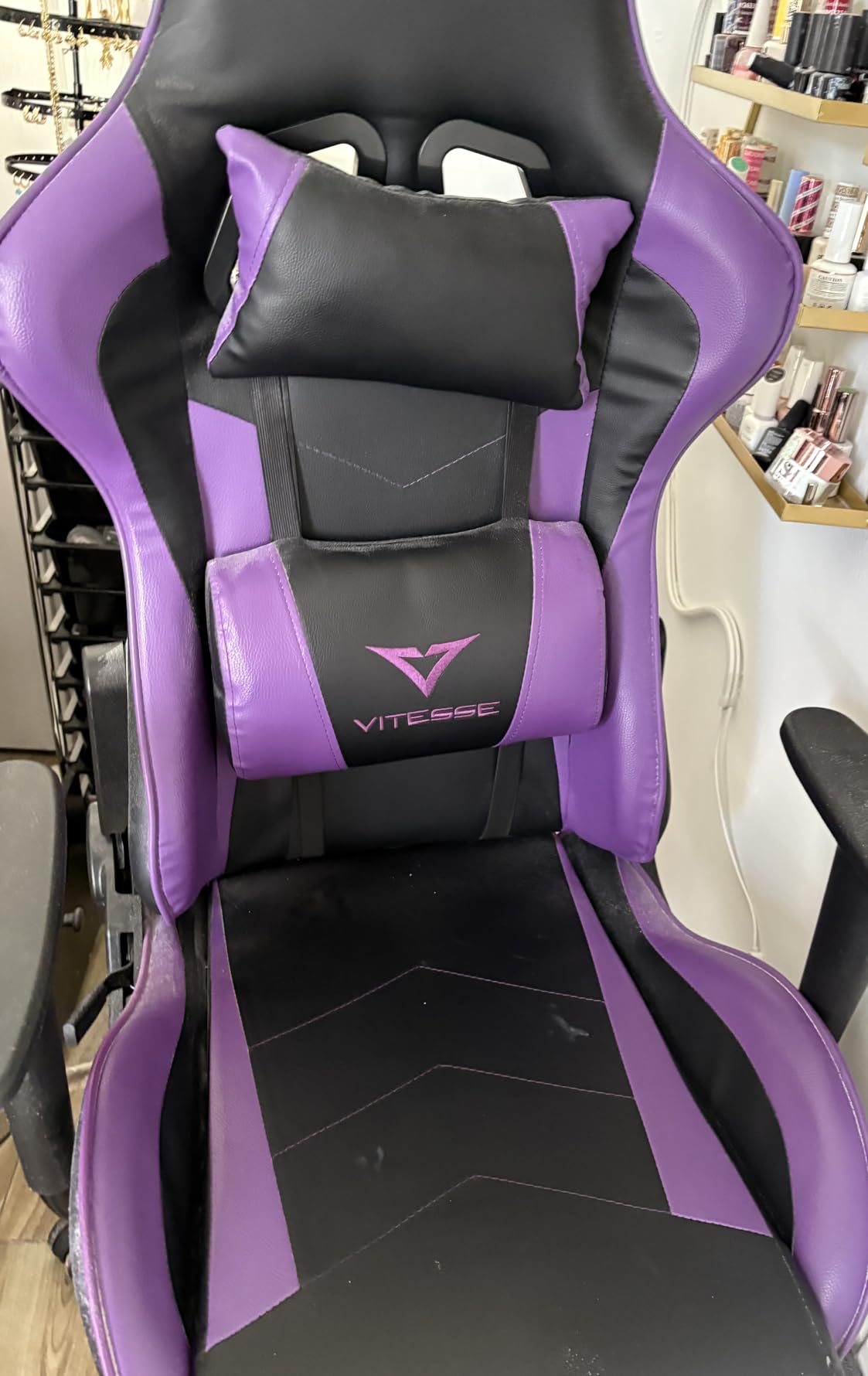 Gaming Chair High Back Gaming Chair for Teens, Ergonomic Racing Chair Computer Desk Chair with Massage Lumbar Support and Headrest, Cute Gamer Chair with Height Adjustable (Pink) customer photo 1