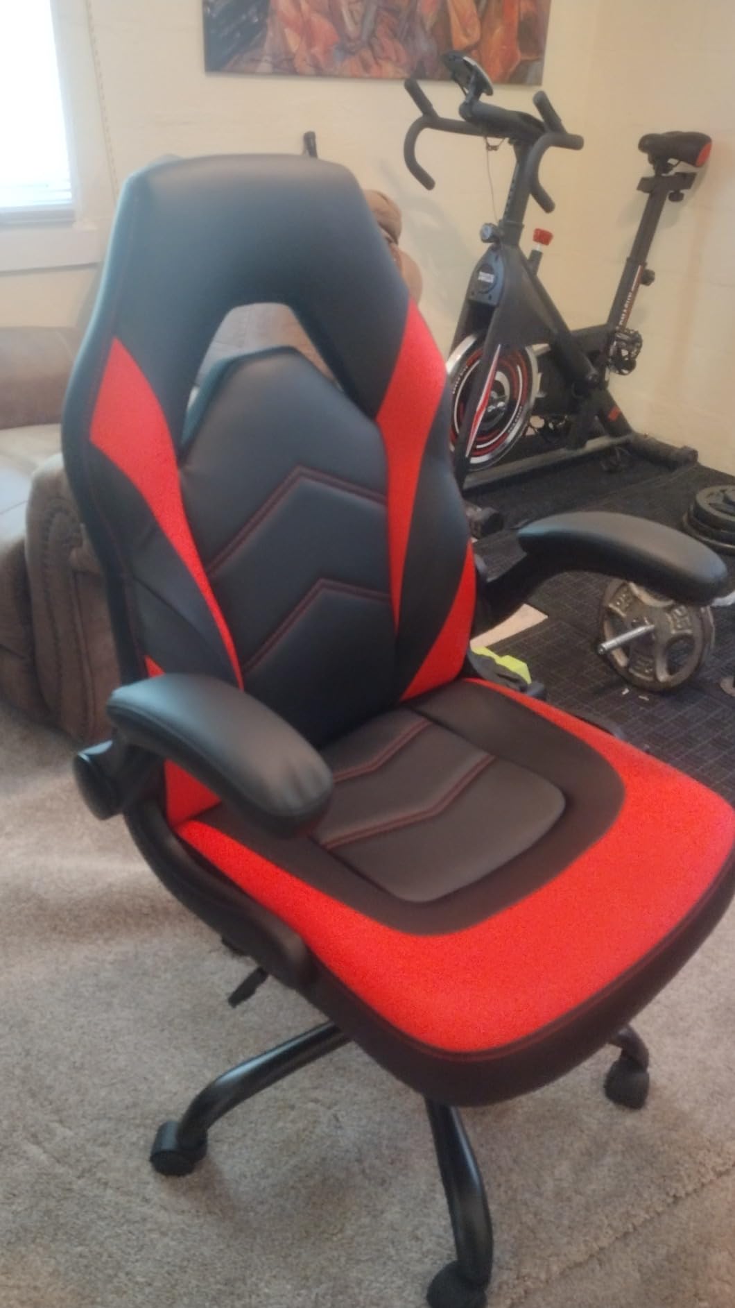 DUMOS Ergonomic Home Office Desk Chair, Executive Chair, PU Leather | Big Tall High Back, Lumbar Support, Reclining Height Adjustable, Computer Gaming, Footrest Swivel Wheels, Black customer photo 1