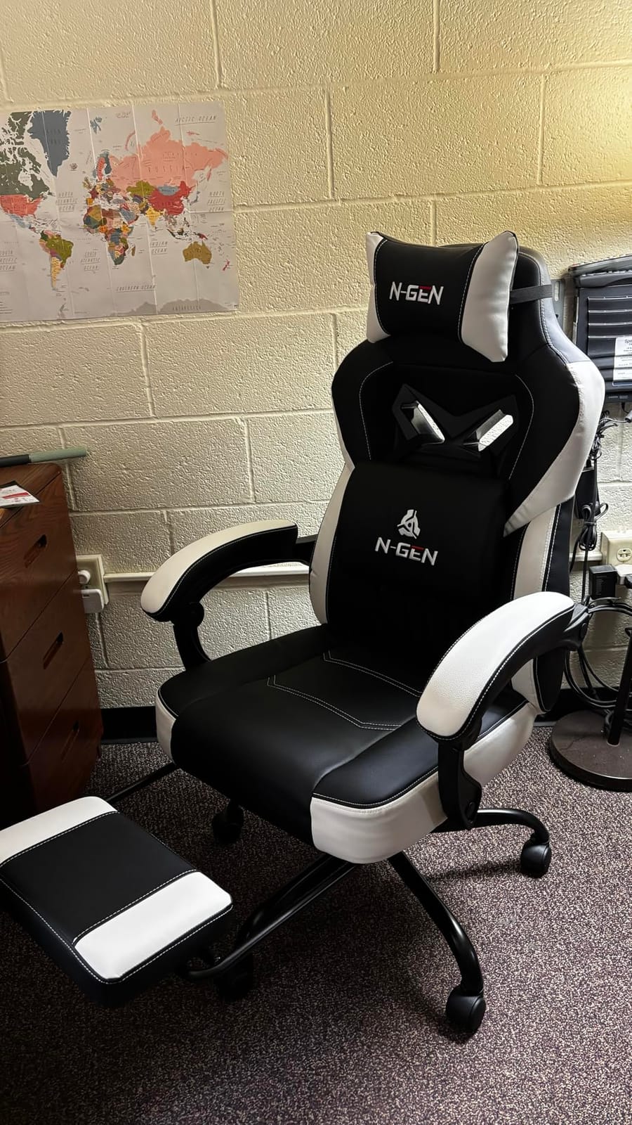 N-GEN GAMING Gaming Chair Big and Tall Computer Heavy Duty Office Desk Chair with Footrest Ergonomic Lumbar Support High Back Recliner for Adults (Dark Black) customer photo 1