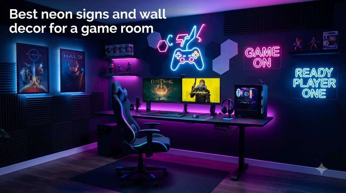 Best neon signs and wall decor for a game room