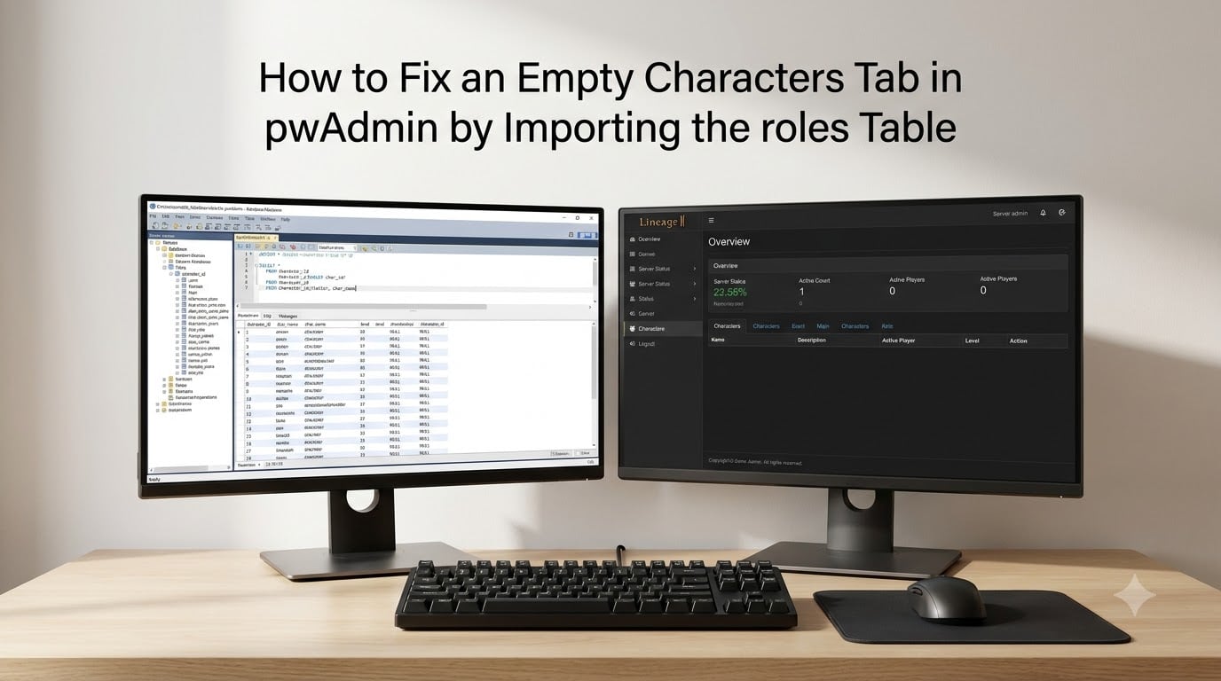 How to Fix an Empty Characters Tab in pwAdmin by Importing the roles Table