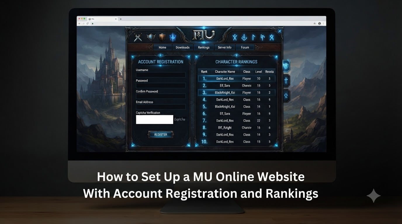 How to Set Up a MU Online Website With Account Registration and Rankings