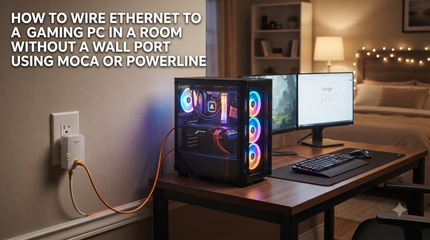 How to Wire Ethernet to a Gaming PC in a Room Without a Wall Port Using MoCA or Powerline