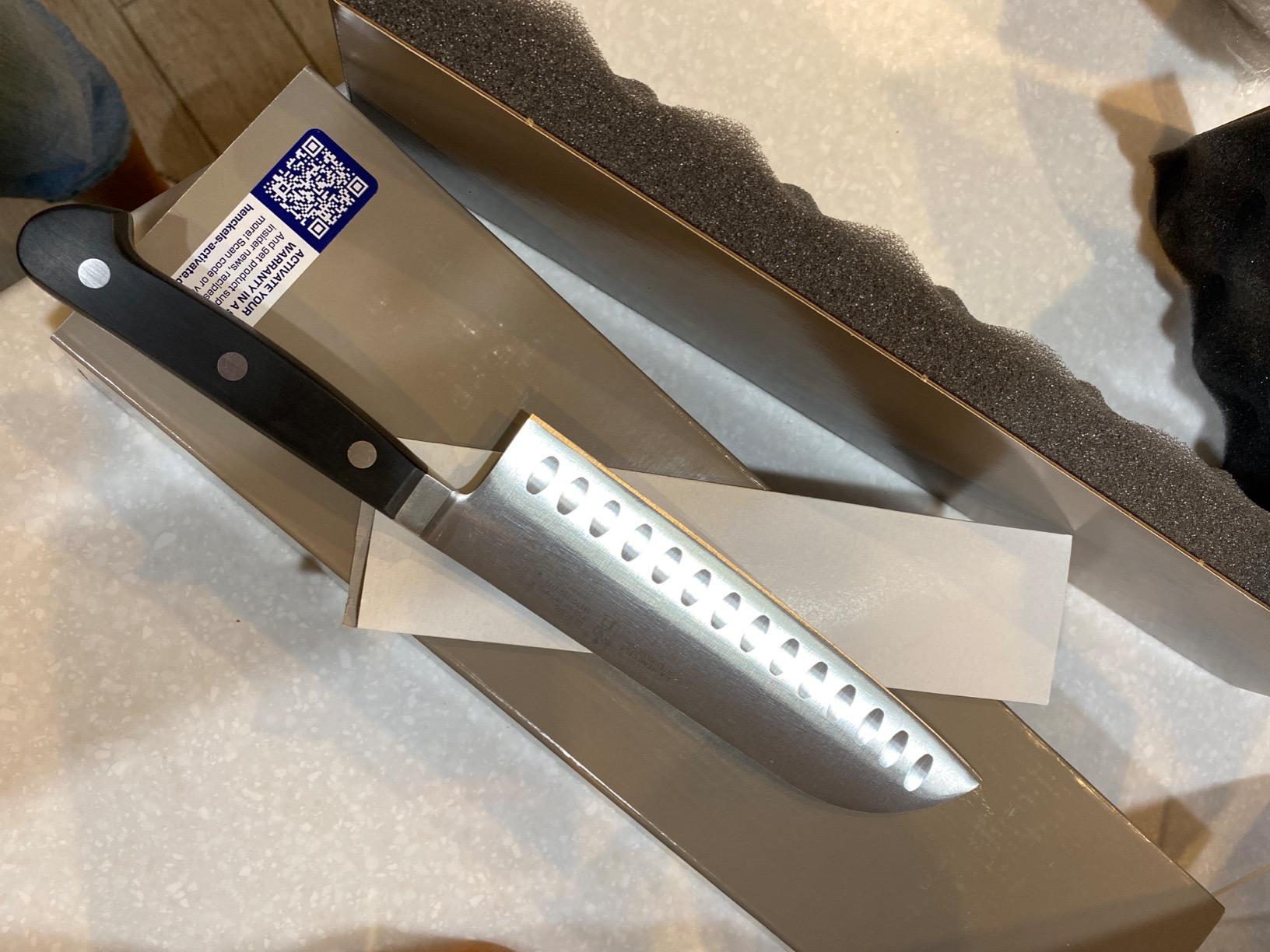HENCKELS Classic Razor-Sharp Hollow Edge Santoku Knife 7 inch, German Engineered Informed by 100+ Years of Mastery customer photo 2