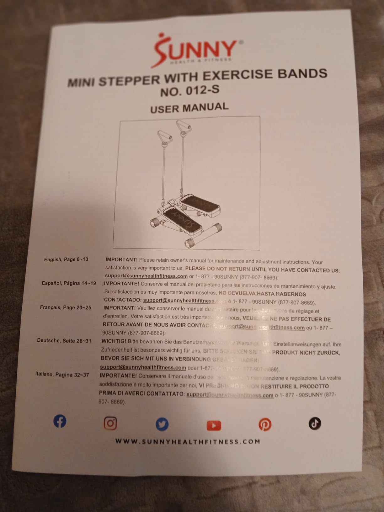Sunny Health & Fitness Mini Stair Stepper w/Resistance Bands for Home Gym customer photo 2