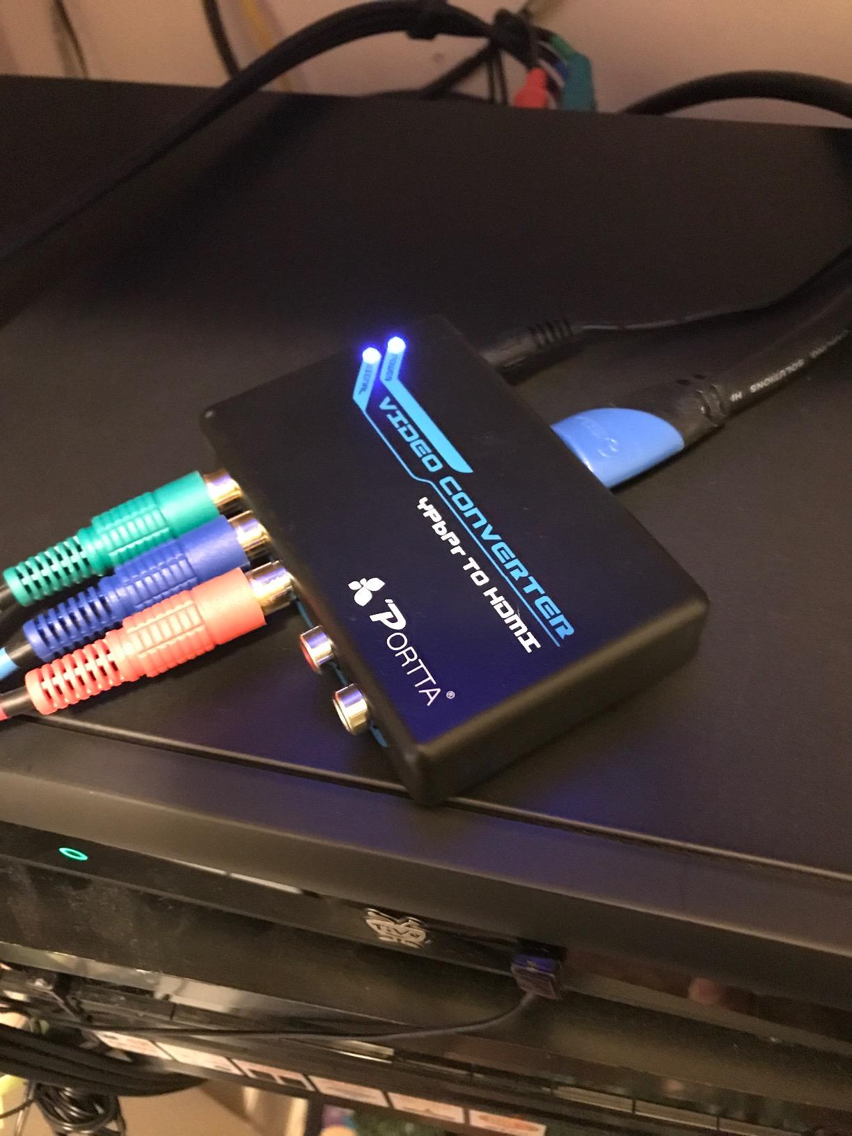 Portta Component to HDMI Converter, YPbPr RGB + R/L Audio to HDMI v1.3 Converter Adapter Support 1080P 2 Channel LPCM for HDTV PS2 PS3 HDVD Player Wii Xbox customer photo 1