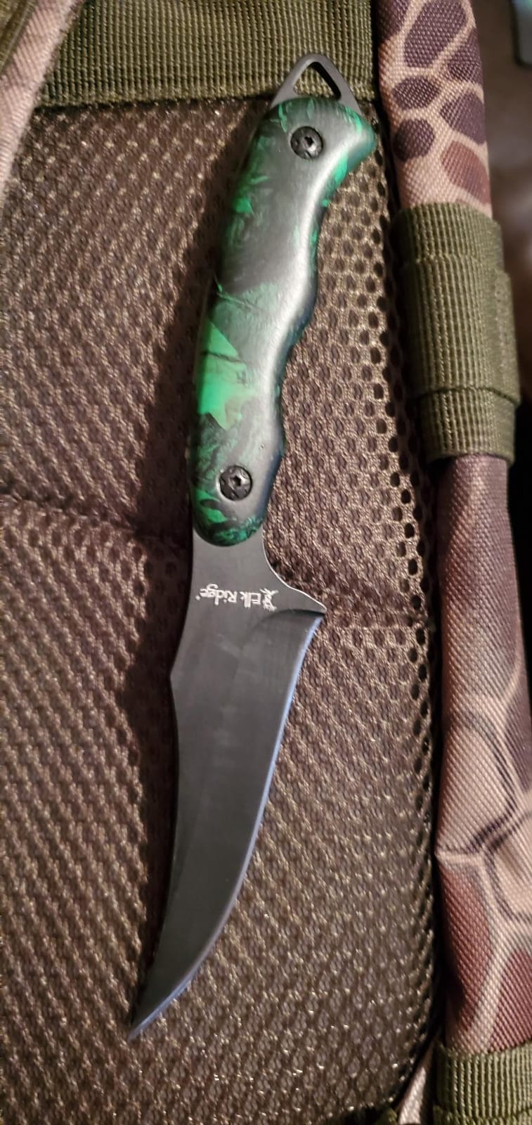 Elk Ridge ER-300 Series, 2-Piece Fixed Blade Hunting Knife Set with Gut Hook and Caping Knife, 3Cr13MoV Steel, Wood Handle, Nylon Sheath, 7 Inch and 6.4 Inch (Camo) customer photo 2
