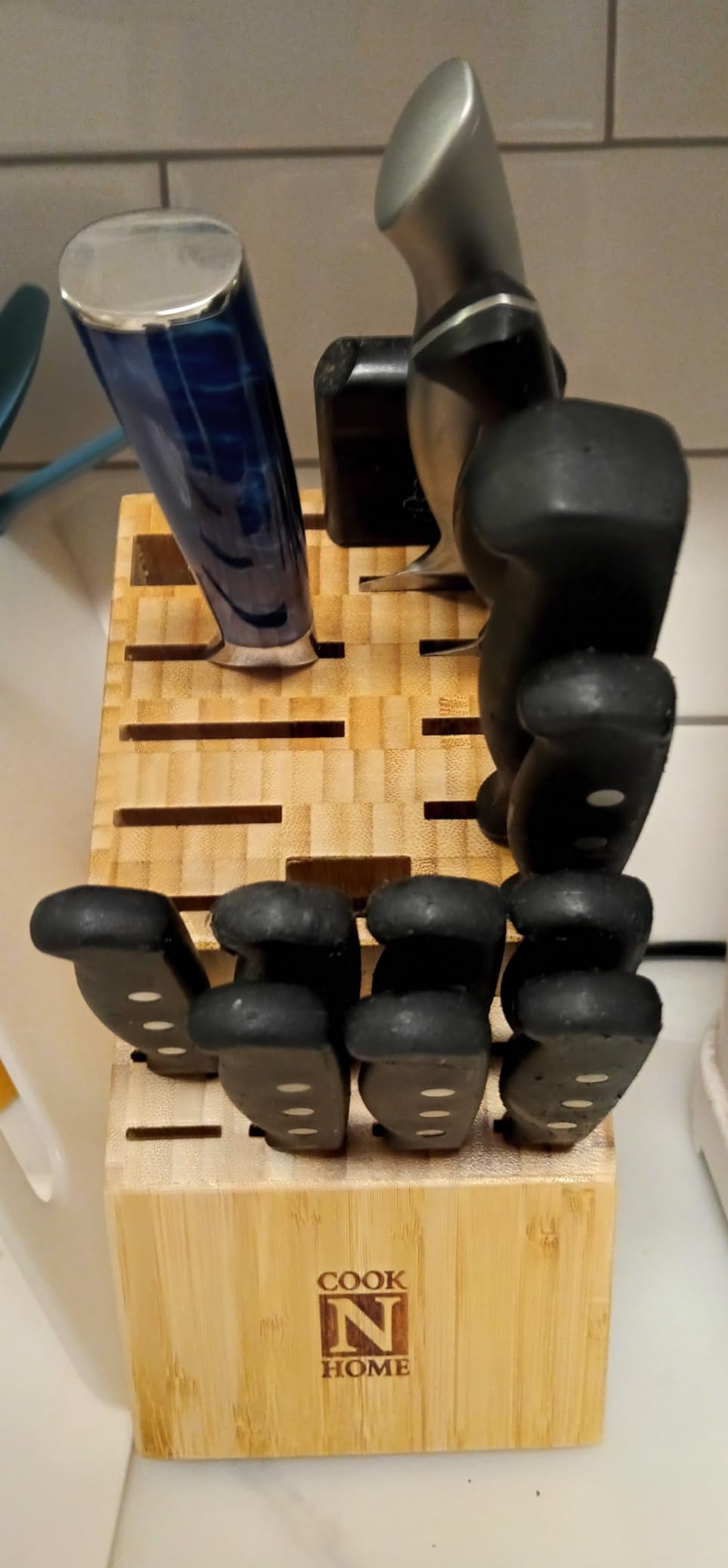 Cook N Home Bamboo Knife Block 20-Slot Universal Knife Holder Countertop customer photo 2
