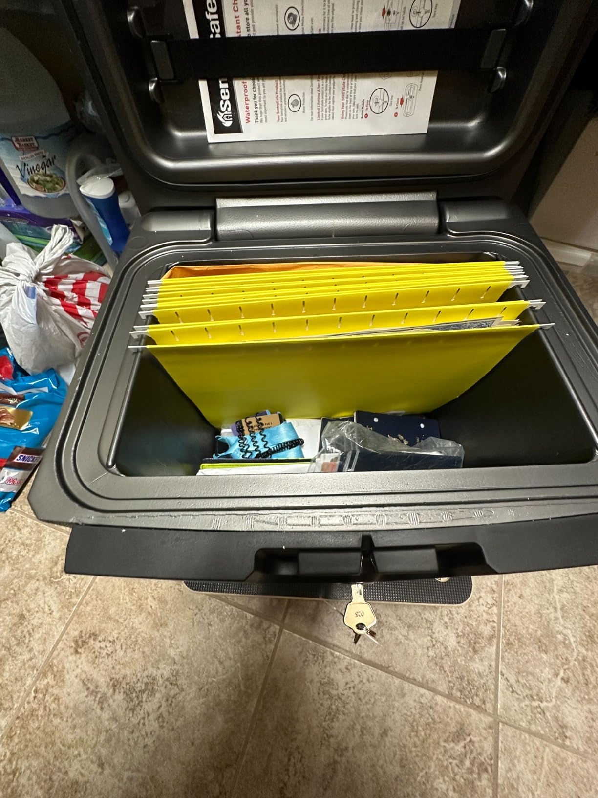 SentrySafe Black Fireproof and Waterproof Safe, File Folder and Document Box with Key Lock, 14.3 x 15.5 x 13.5 inches, HD4100 customer photo 2