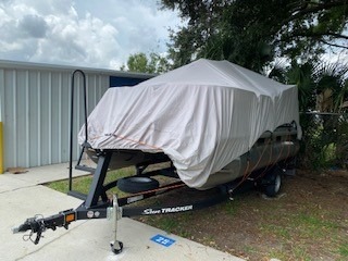Pyle Universal Boat Adjustable Storage Cover - 25'-28'L to 96” Pontoon Boats Protection Custom Heavy Duty Waterproof Polyester Fabric, Snap Strap, Elastic Cord, Bag customer photo 2