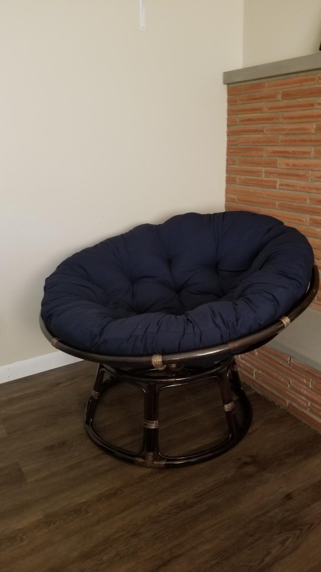 International Caravan Furniture Piece 42-Inch Rattan Papasan Chair with Solid Twill Cushion customer photo 2