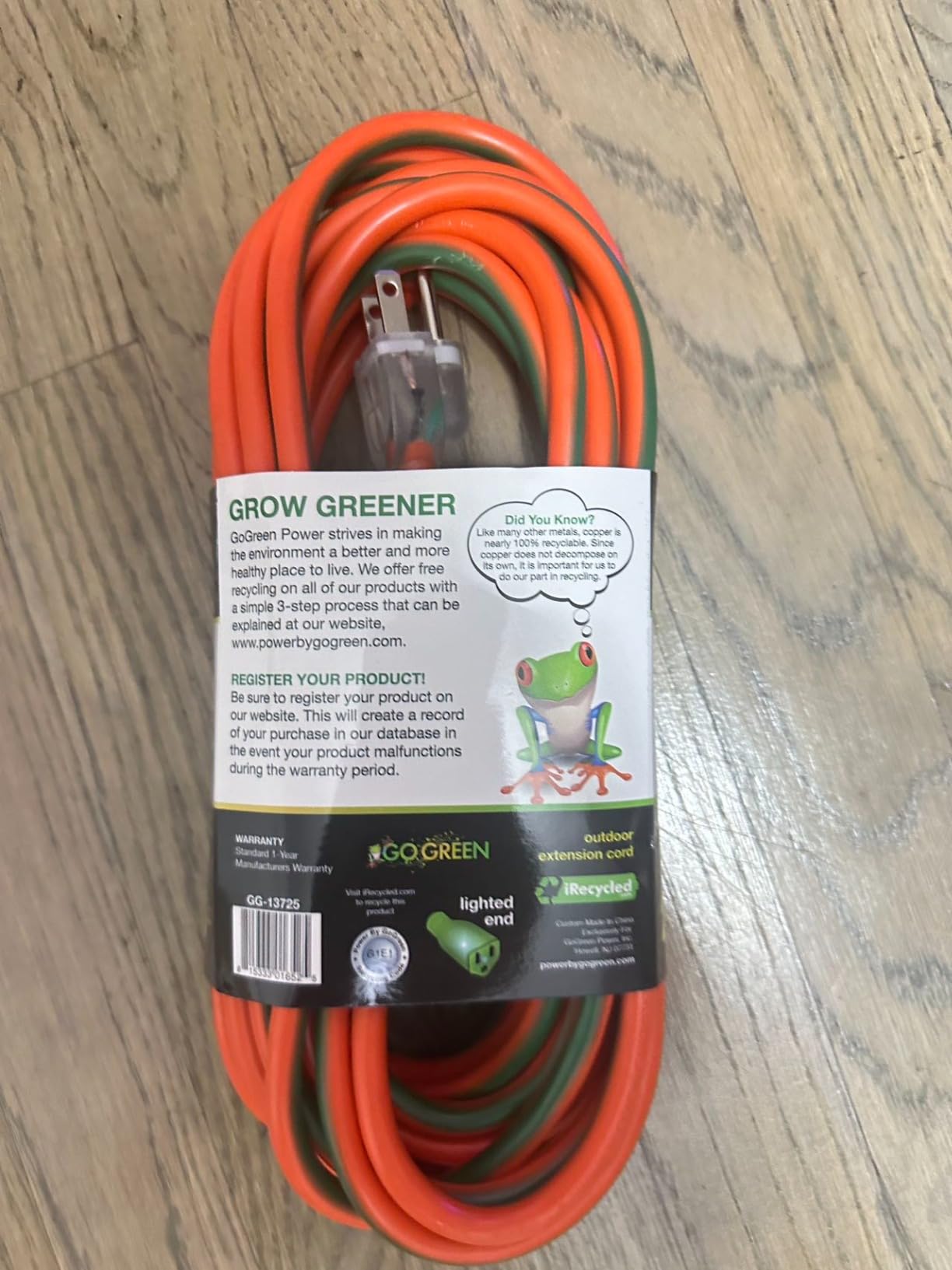Go Green Power Inc. 16/3 25ft Outdoor Extension Cord with Lighted End - Contractor Grade, Durable, and Moisture Resistant - Ideal for Heavy Duty Tools - GG-13725 customer photo 2