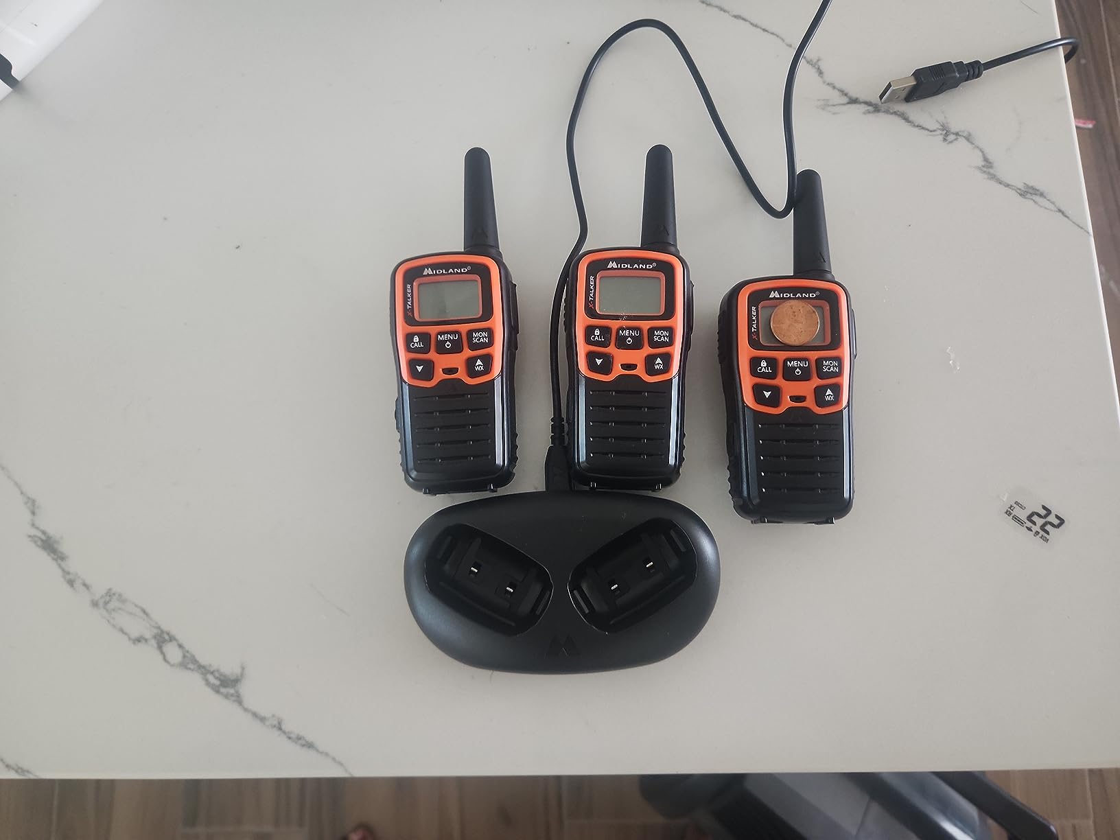 Midland- T51VP3 X-TALKER Spotting and Recovery Walkie-Talkie Long Range - FRS Two Way Radio for kids Caravanning with NOAA Weather Scan + Alert, 38 Privacy Codes - Black/Orange - 2 Pack customer photo 1