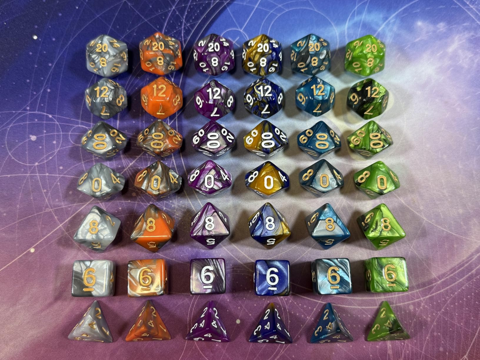 SmartDealsPro 5 x 7-Die Double-Colors Polyhedral Dice Sets with Pouches for D&D DND RPG MTG Dungeon and Dragons Table Board Roll Playing Games D4 D6 D8 D10 D% D12 D20 customer photo 2