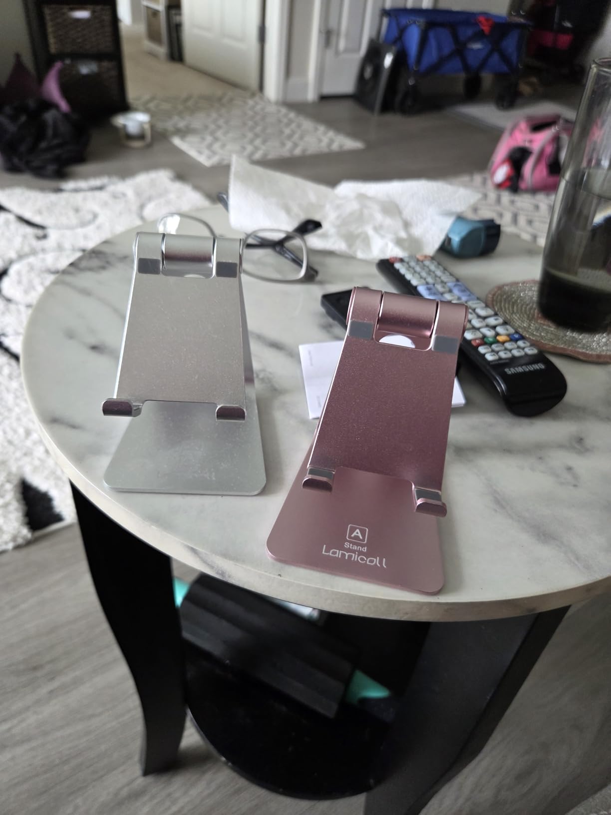 Lamicall Aluminum Cell Phone Stand, Adjustable Desk Phone Holder for iPhone customer photo 1