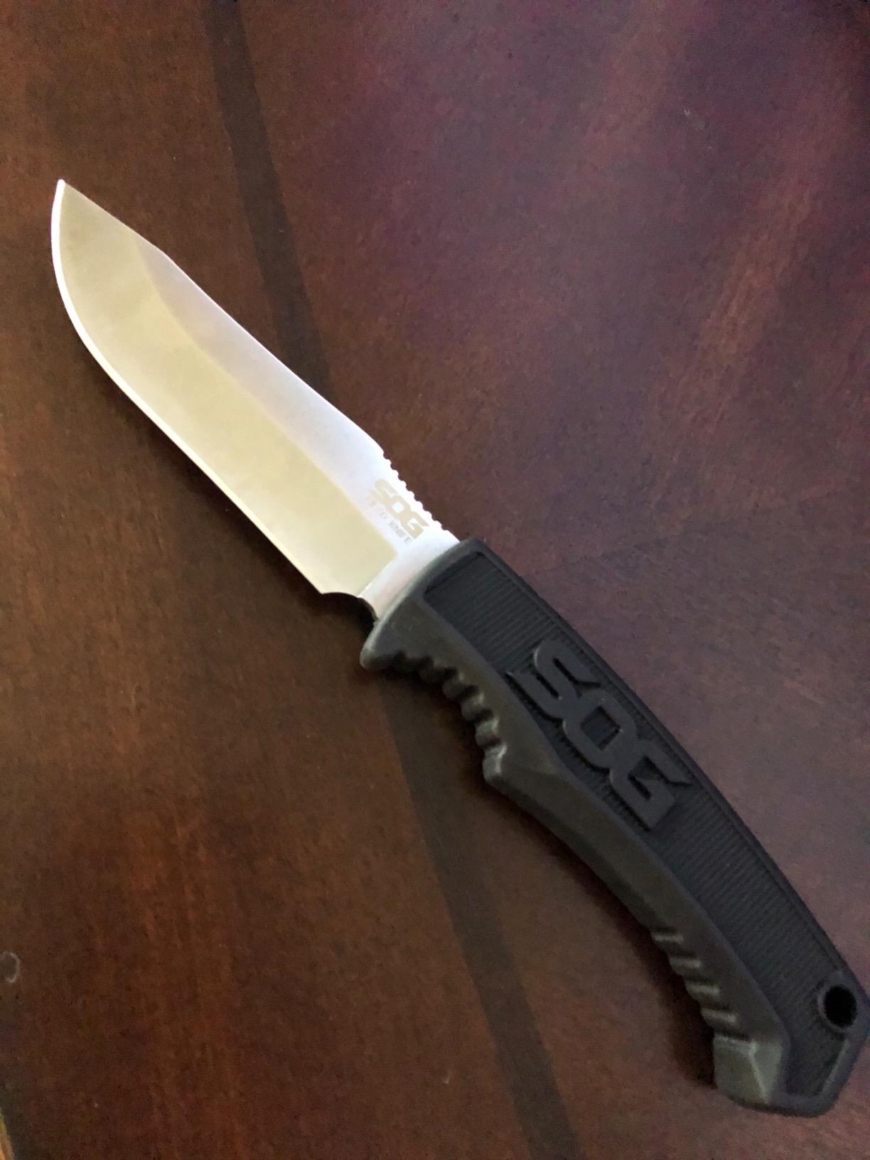 SOG Survival Knife with Sheath - Field Knife Fixed Blade Knives 4 Inch Tactical Knife and Bushcraft Knife w/Full Tang Hunting Knife Blade (FK1001-CP) customer photo 1