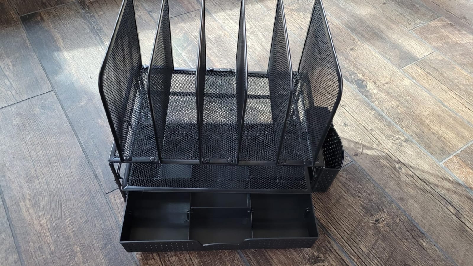 Simple Houseware Desk File Organizer for Office Supplies w/Drawer, Black | Double Tray, Pencil Holder, and 5 Upright Sections with Sliding Drawer customer photo 2