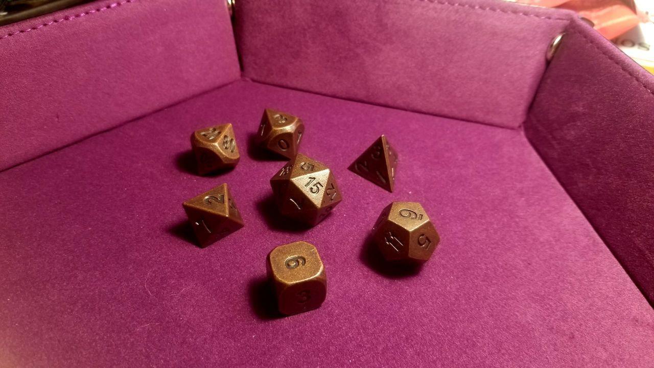 Bescon Antique Copper Solid Metal Polyhedral D&D Dice Set of 7 Old Copper Metal RPG Role Playing Game Dice 7pcs Set customer photo 2