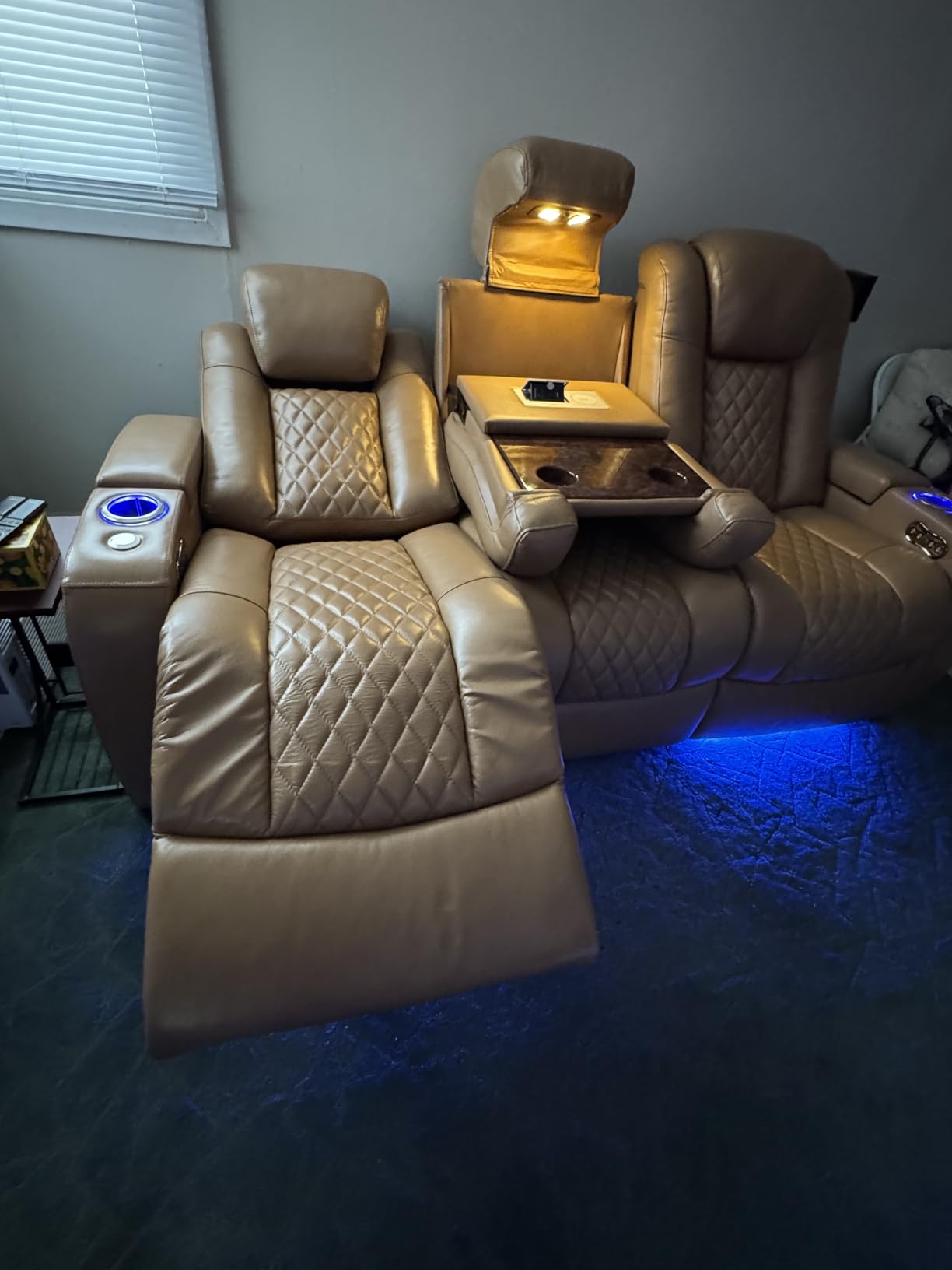 Seatcraft Anthem Home Theater Seating Black Sofa with Fold Down Table customer photo 1
