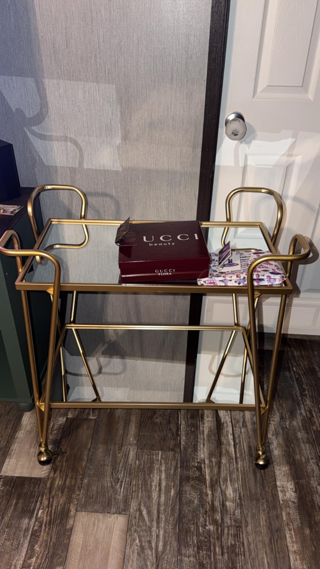 Linon Gina Mid-Century Bar Cart, Gold customer photo 1