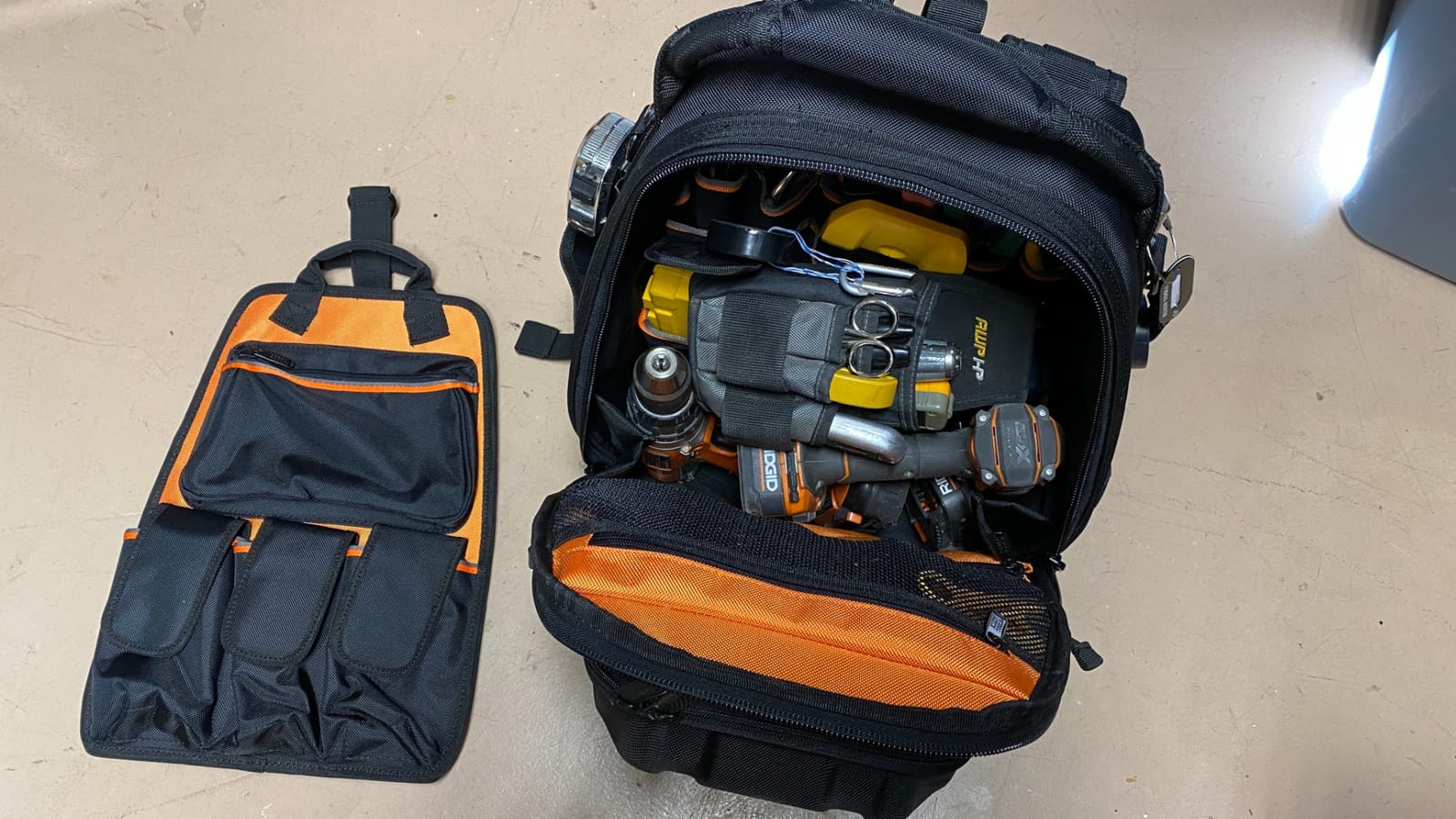 Klein Tools 55485 Tool Bag Backpack, 48 Pockets, Black/Orange/Gray customer photo 1