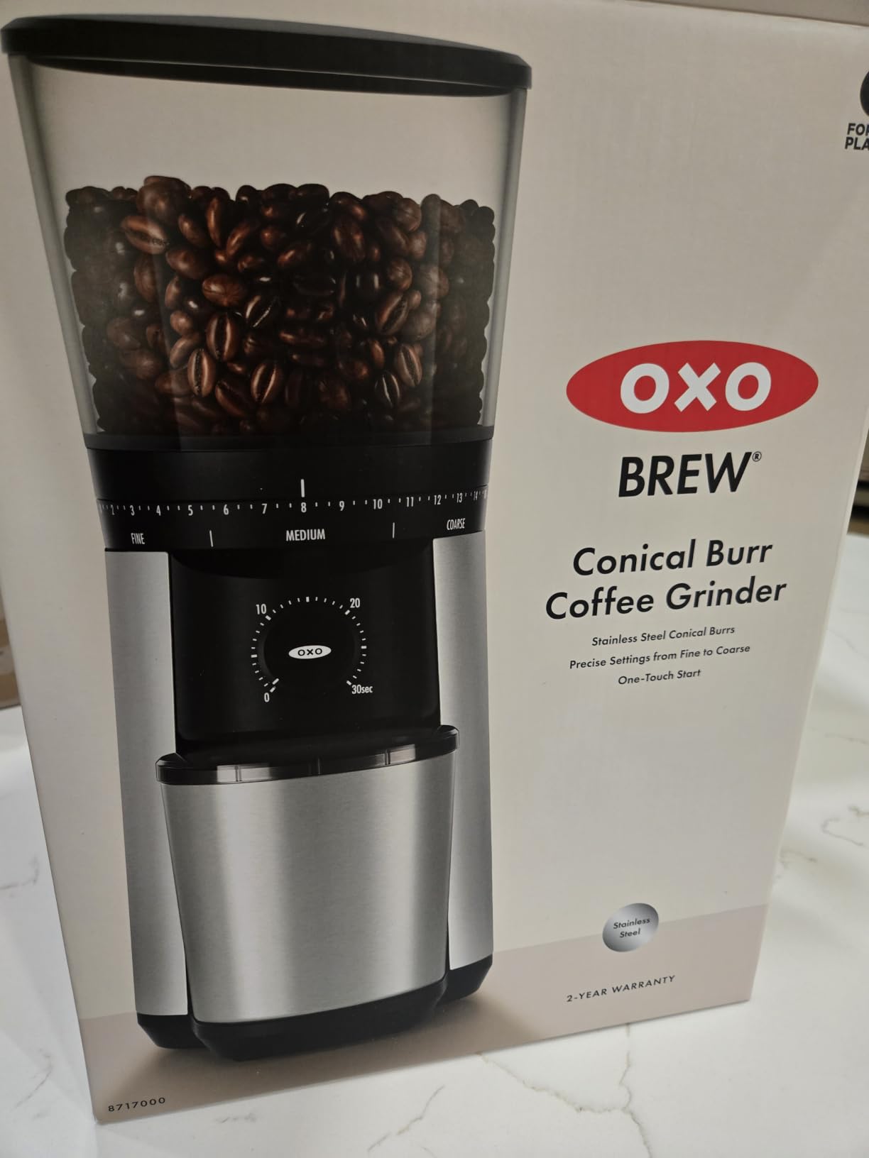 OXO Brew Conical Burr Electric Coffee Bean Grinder - 12 Oz, Silver customer photo 1