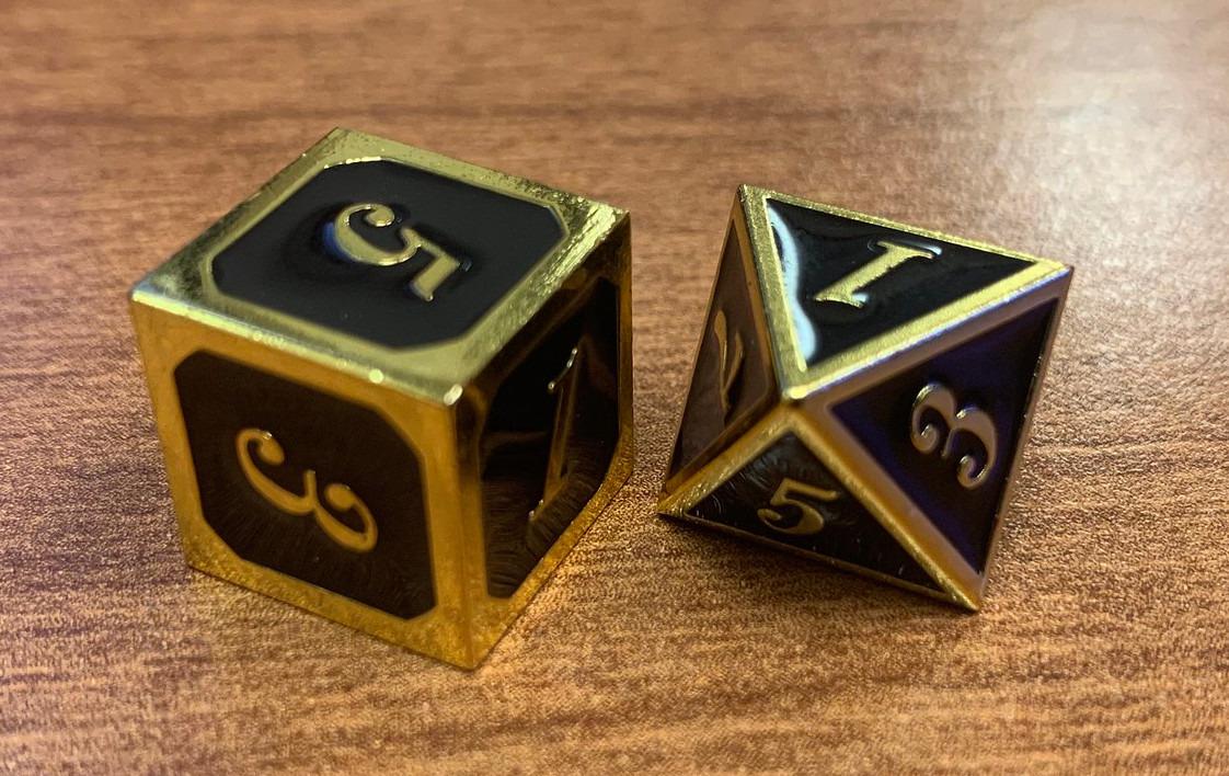 DNDND Metal Dice Set D&D, 7 die Metallic Polyhedral Dice Set with Gift Metal Box and Gold Number for DND Dungeons and Dragons Role Playing Games (Black and Gold) customer photo 2