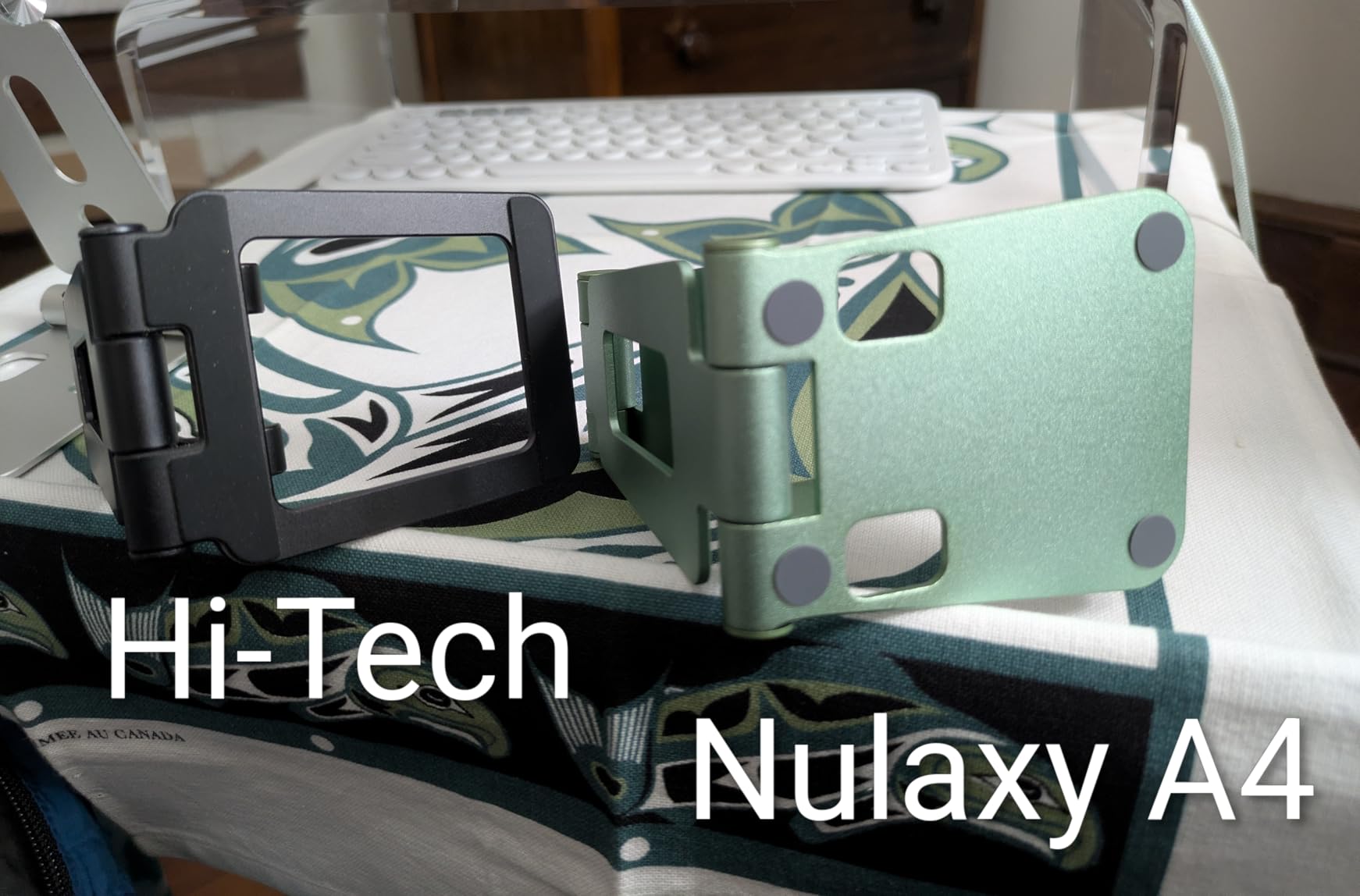 Nulaxy Full Aluminum Dual Folding Cell Phone Stand for Desk, Black customer photo 2