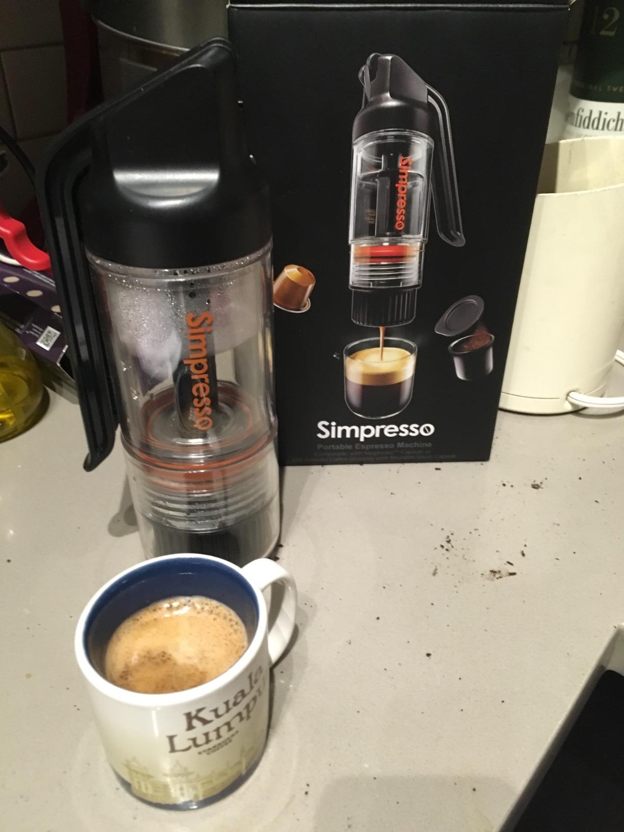 Simpresso Portable Espresso Maker | Compact Travel Coffee Maker Compatible with Nespresso Pods & Espresso Ground Coffee | Manually Operated | Premium Travel Package with All Accessories Included customer photo 1