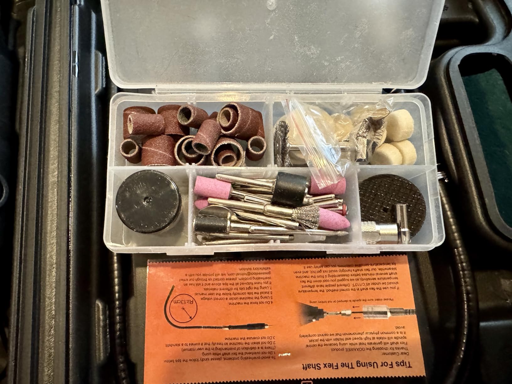 GOXAWEE Mini Power Rotary Tool Kit with Flex Shaft & Keyless Chuck -140Pcs customer photo 1