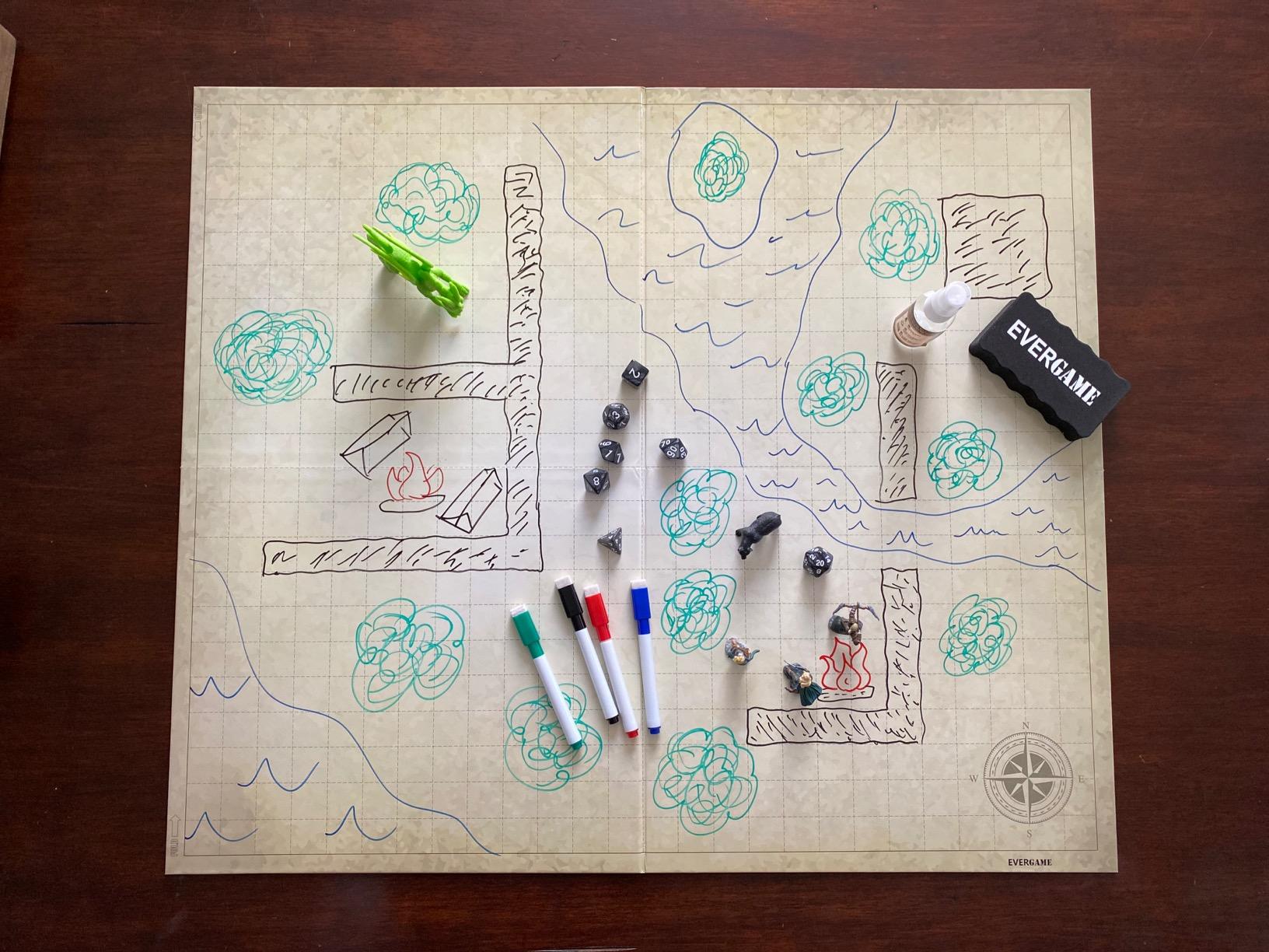 Dungeons and Dragons Game Mat + 7 pc Dice Set, 23x27, Hex & Square Grid customer photo 1