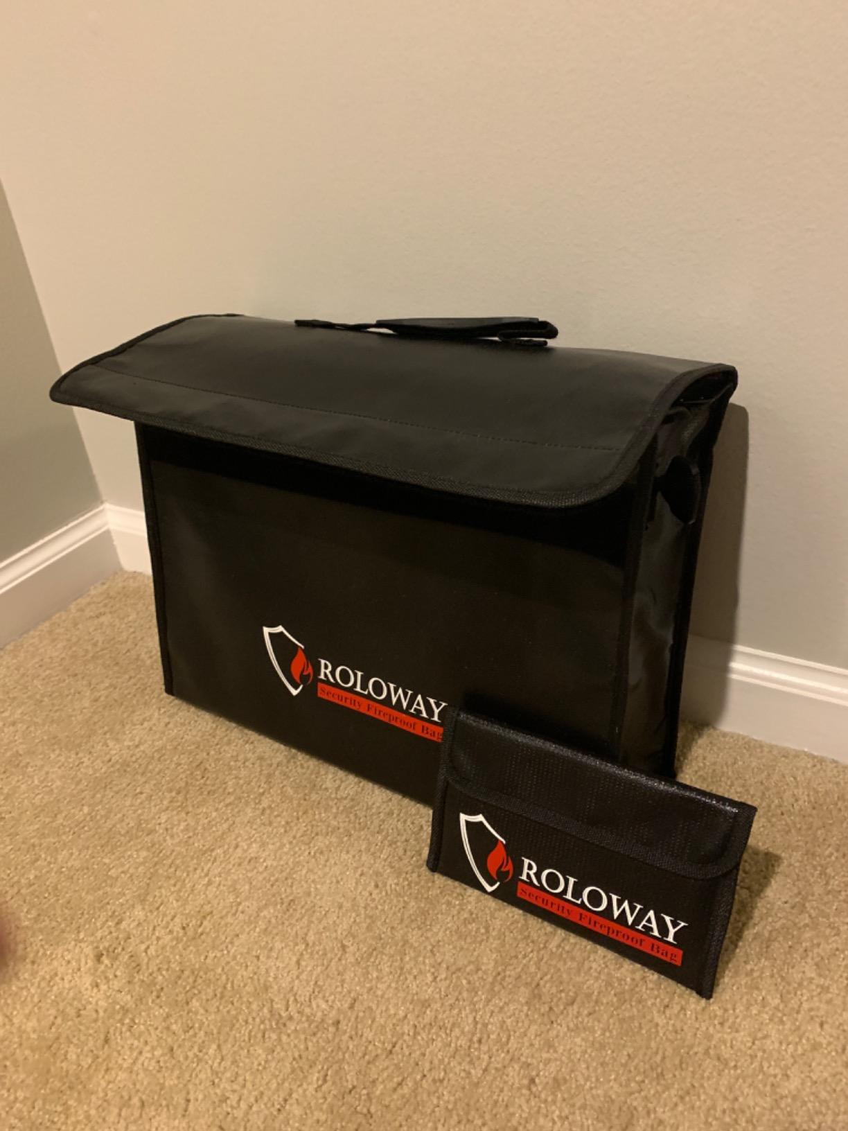 ROLOWAY Large (17 x 12 x 5.8 inches) Fireproof Bag, Water Resistant Fireproof Document Bag Safe for Money, Documents and Valuables Storage customer photo 2
