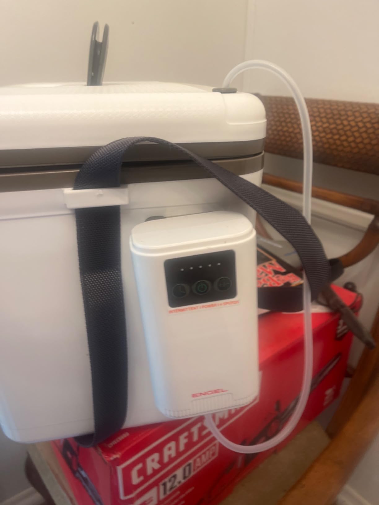 Engel Live Bait Cooler Box with 2nd Gen 2-Speed Aerator Pump - Portable Fishing Station & Minnow Bucket for Shrimp & Other Live Fish with Aerator - ENGLBC-N customer photo 1