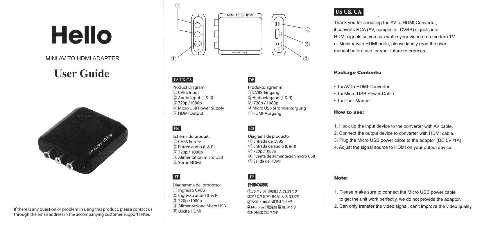 RCA to HDMI Converter, Wenter 1080P AV to HDMI Converter, Mini Composite CVBS Audio Video Adapter for VCR/VHS/Xbox/PS3/N64/Wii/Blue-Ray DVD Players (with RCA Male Cable & HDMI Cable) customer photo 1