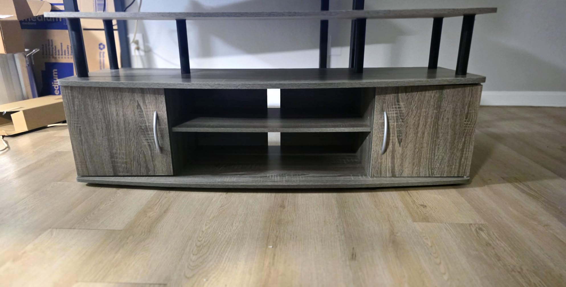 Furinno JAYA Large Entertainment Stand for TV Up to 55 Inch, French Oak Grey/Black customer photo 1