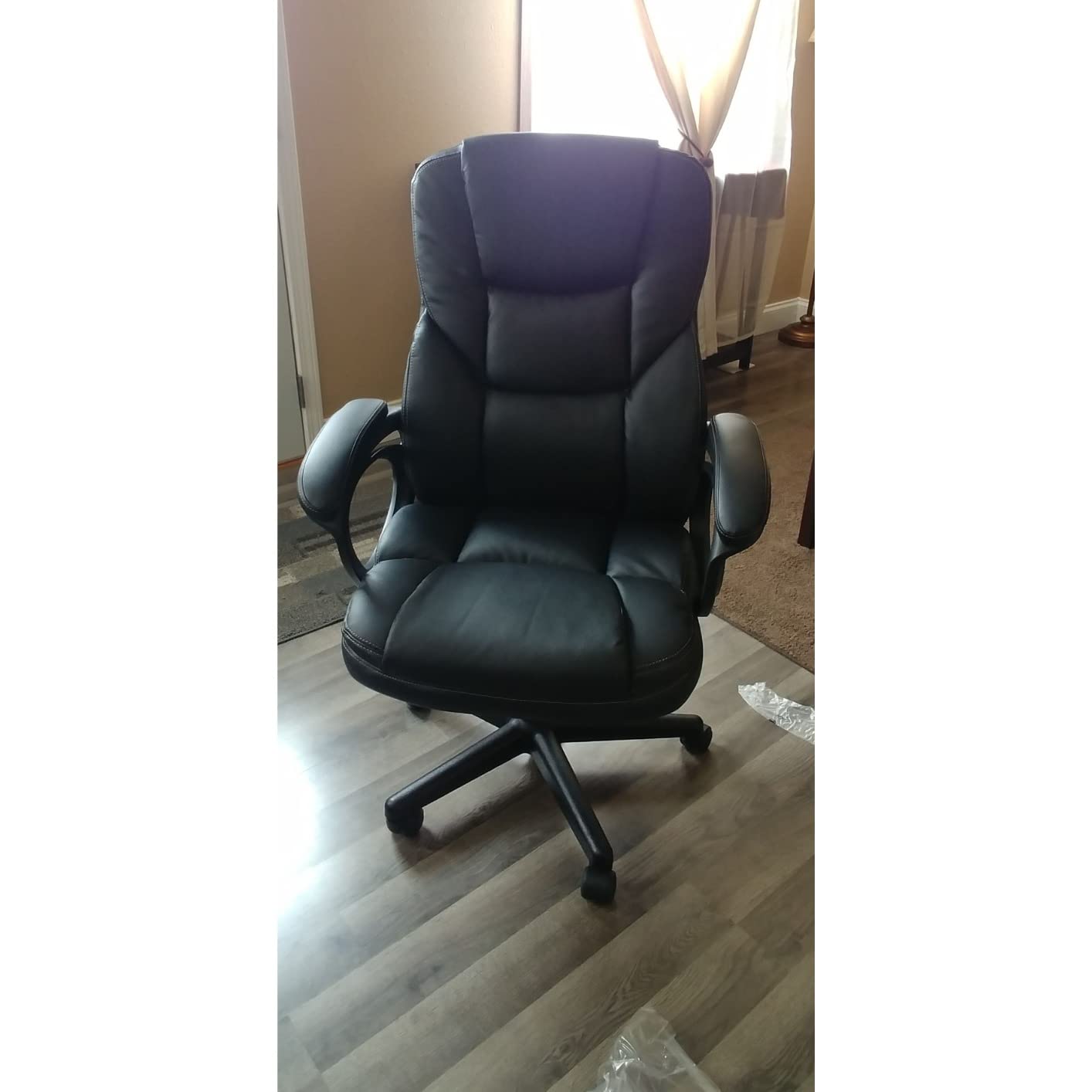 Furmax Office Executive Chair High Back Adjustable Managerial Home Desk Chair, Swivel Computer PU Leather Chair with Lumbar Support (1, Black) customer photo 2
