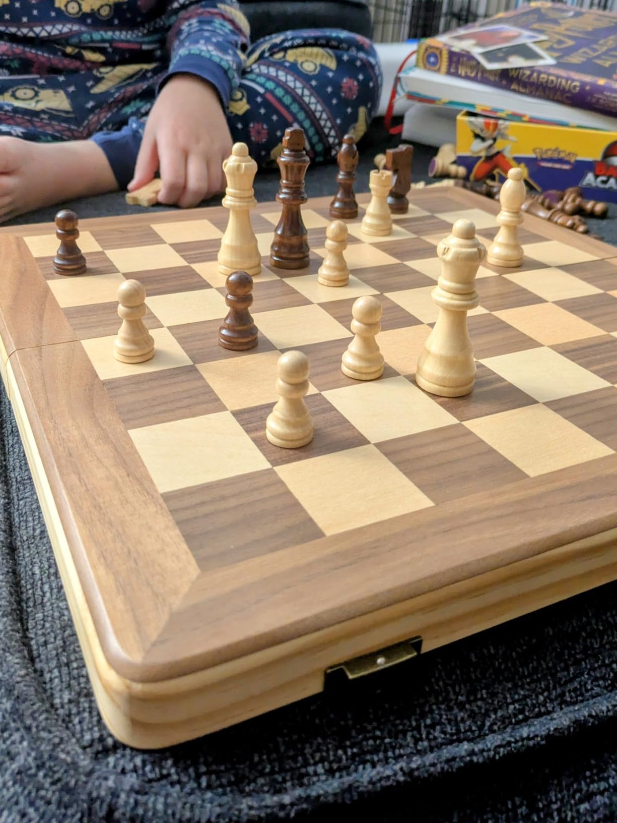 15 Inch Magnetic Wooden Chess Set for Adults & Kids with Folding Board customer photo 2