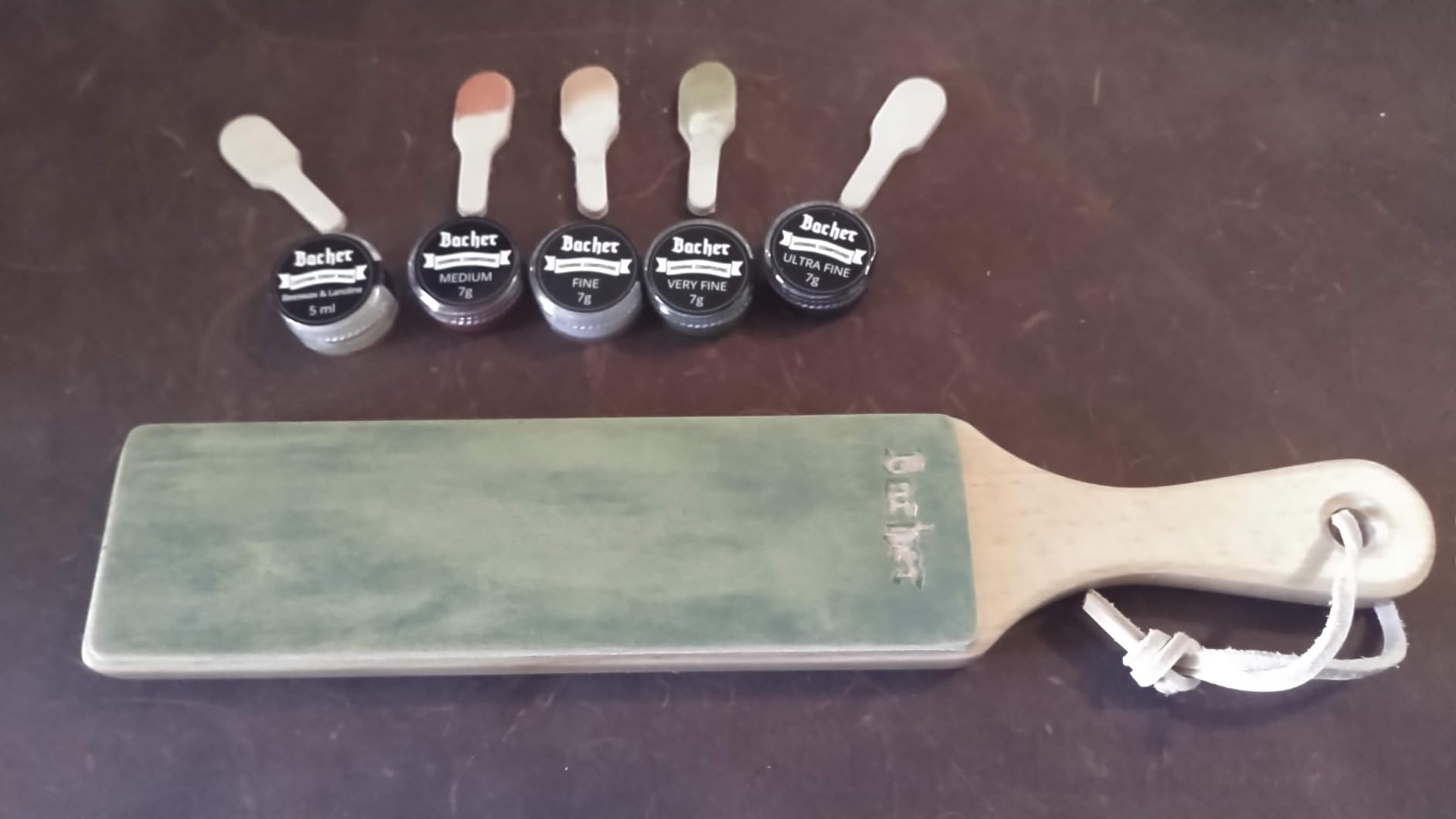Bacher Leather Strop - 12.6 in, Knife Sharpening Kit, 4 Compounds & Balm customer photo 1