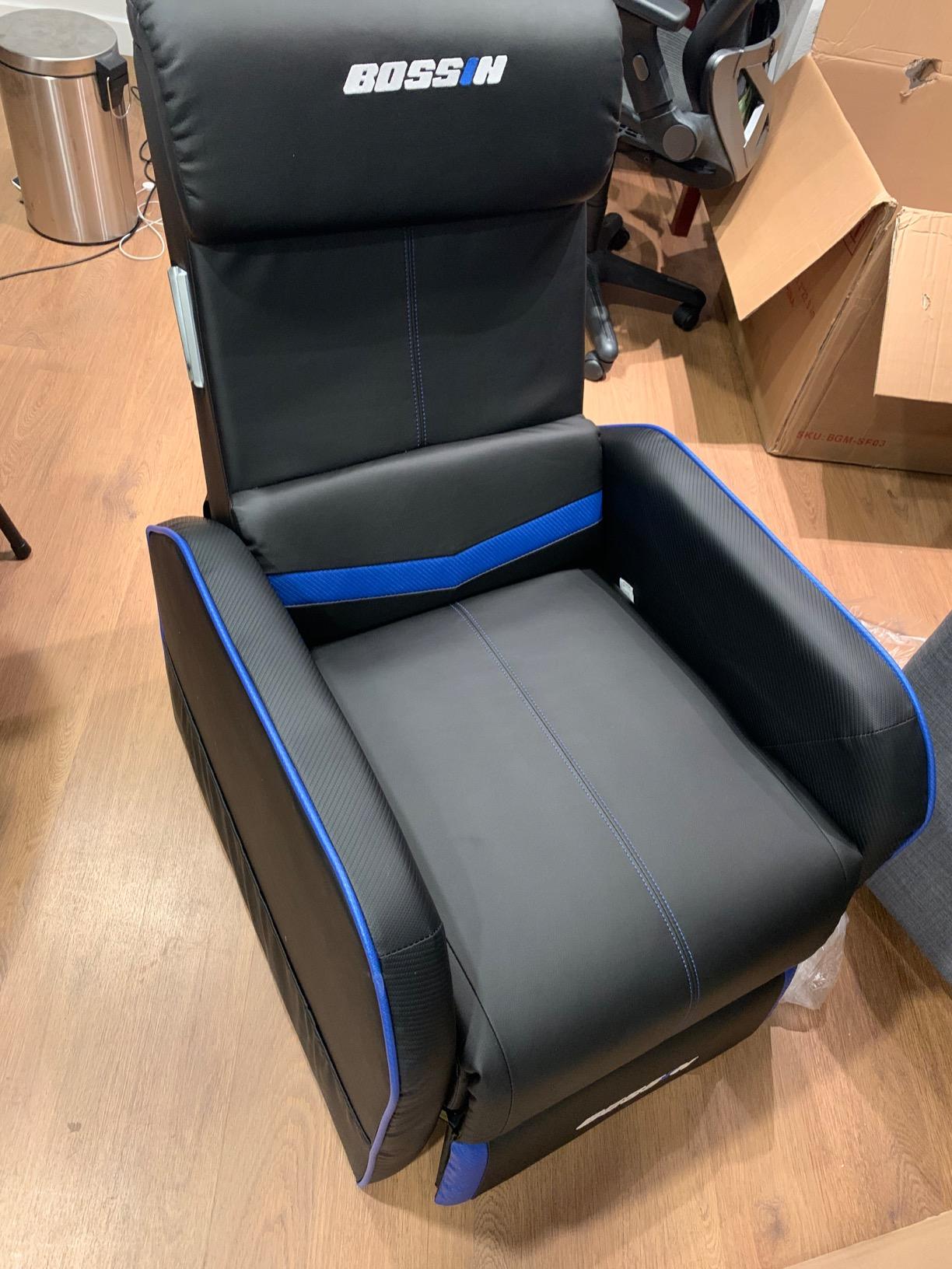 BOSSIN 400lbs Big and Tall Gaming Recliner Chair, PU Leather Seating, Blue | Heavy-duty Support Racing-Style Sofa Seating, Modern Ergonomic Lounge for Home Theaters, Comfortable living Room Chair customer photo 1
