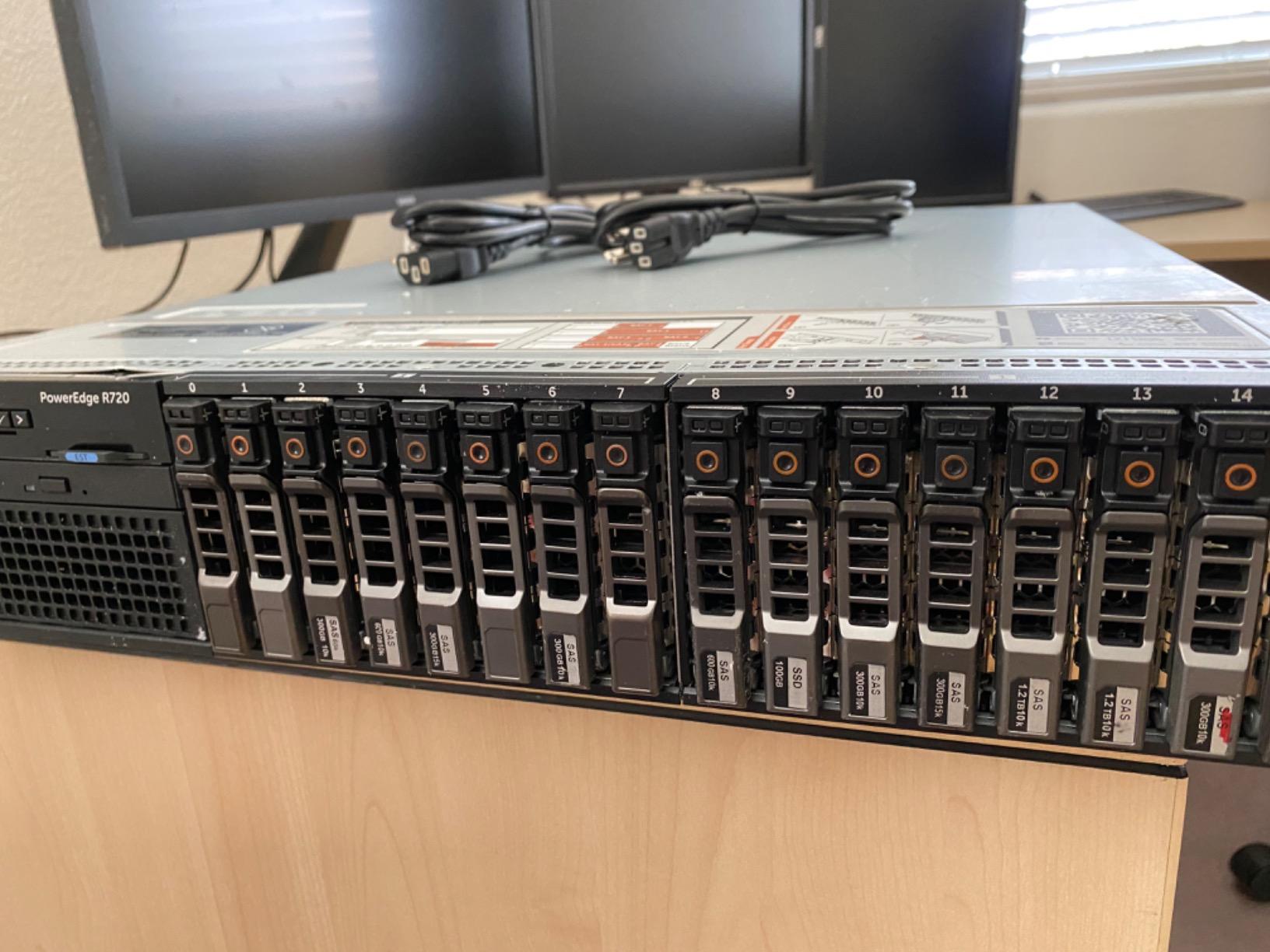 DELL PowerEdge R720 2U RackMount 64-bit Server 2×Six-Core E5-2630v2 Xeon 2.6GHz CPUs + 128GB PC3-12800 ECC RAM + 16×500GB SATA 2.5