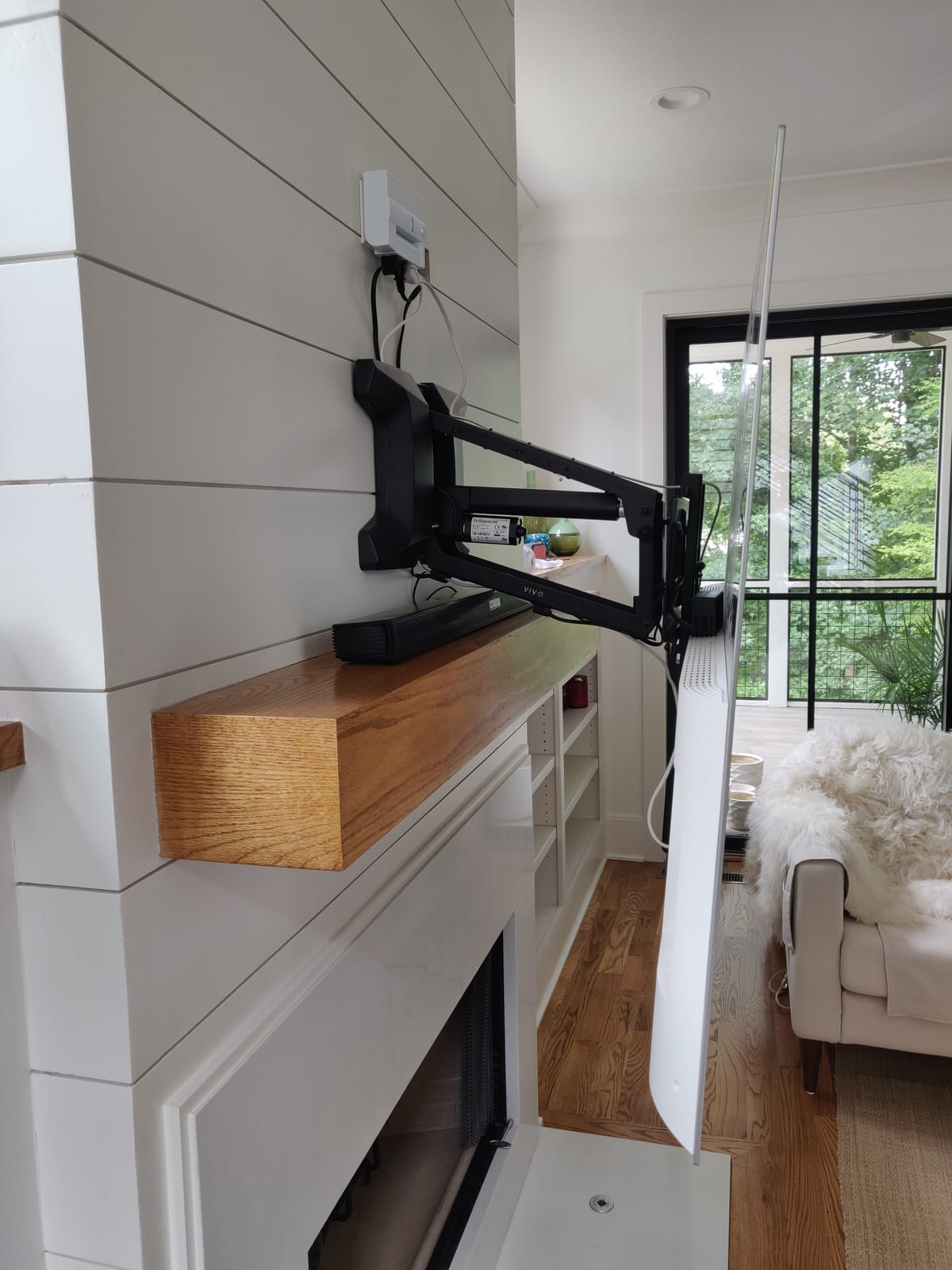 VIVO Motorized TV Wall Mount for 37 to 70 inch Screen up to 77 lbs, Above Fireplace Height Adjustable Electric Pull Down Mantel Bracket, Black, MOUNT-E-M070R customer photo 1