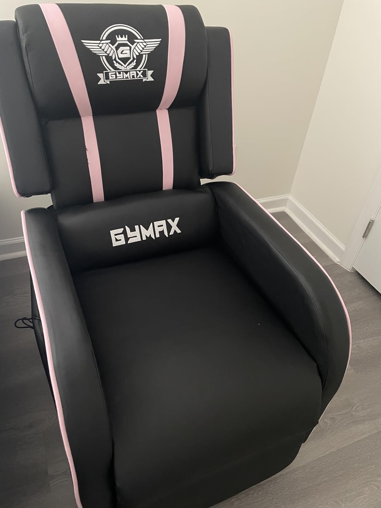 GYMAX Gaming Recliner, Massage Gaming Chair with Adjustable Footrest, Remote Control & Side Pocket, Ergonomic Game Lounge Chair, Racing Style Single Theater Seat Game Sofa for Adults (Red) customer photo 2